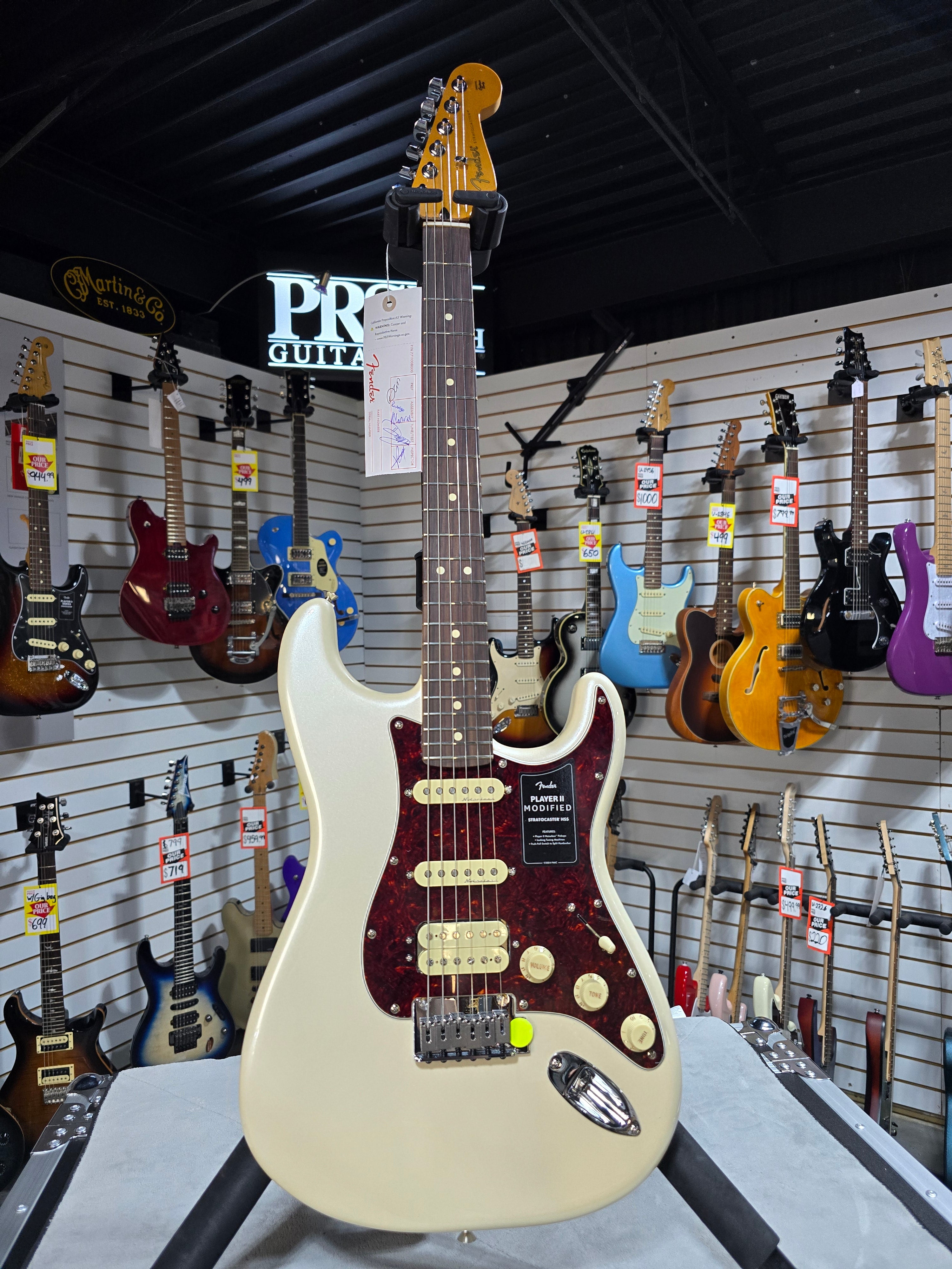 Fender Player II Modified Stratocaster 2025 Electric Guitar - Olympic Pearl w/ Gig Bag & PLEK*D #547