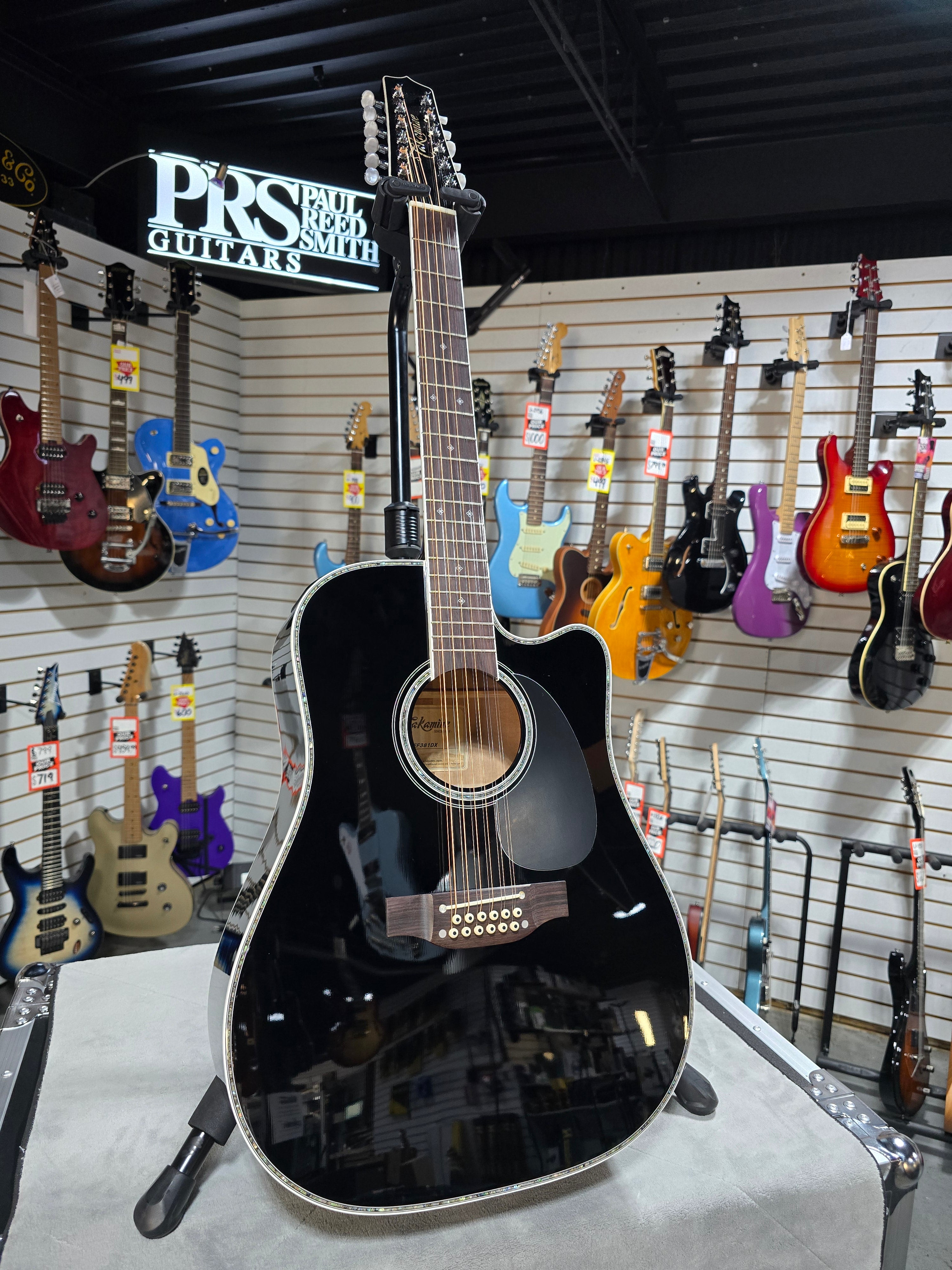 Takamine JEF381DX 12-string Dreadnought Acoustic Guitar - Black w/OSSC & PLEK*D #641