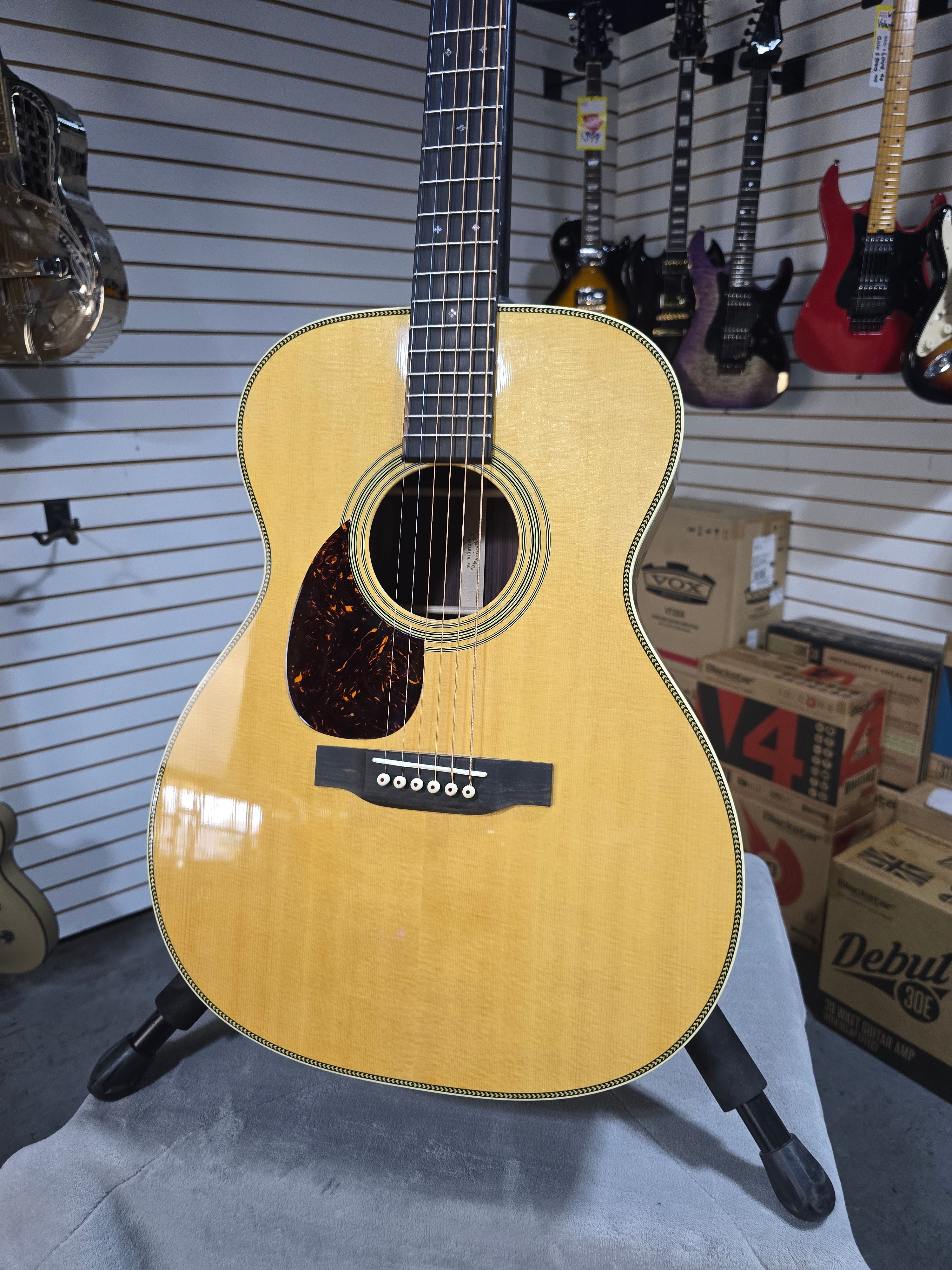 Martin OM-28 Standard Series Left-Handed Acoustic Guitar - Natural with Aging Toner