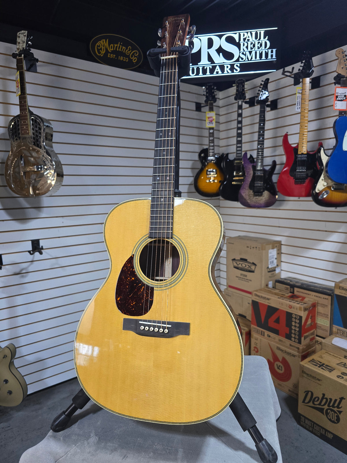 Martin OM-28 Standard Series Left-Handed Acoustic Guitar - Natural with Aging Toner