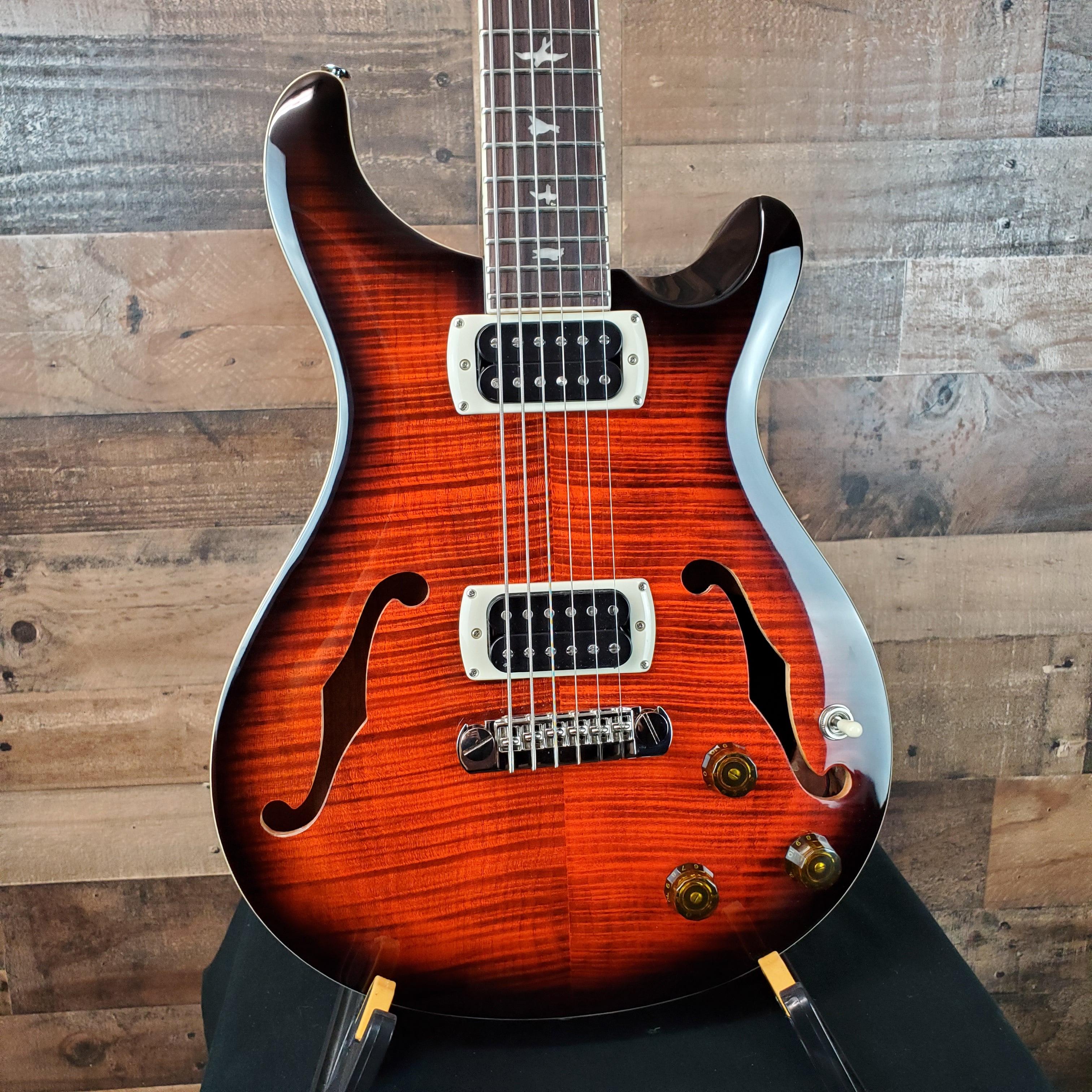 PRS SE Ed Sheeran Hollowbody I Piezo Baritone, Orange Tiger Smokeburst