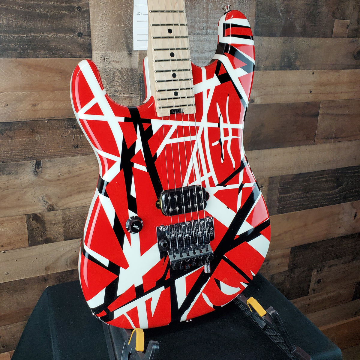 EVH Striped Series Left-Handed Electric Guitar - Red with Black Stripes