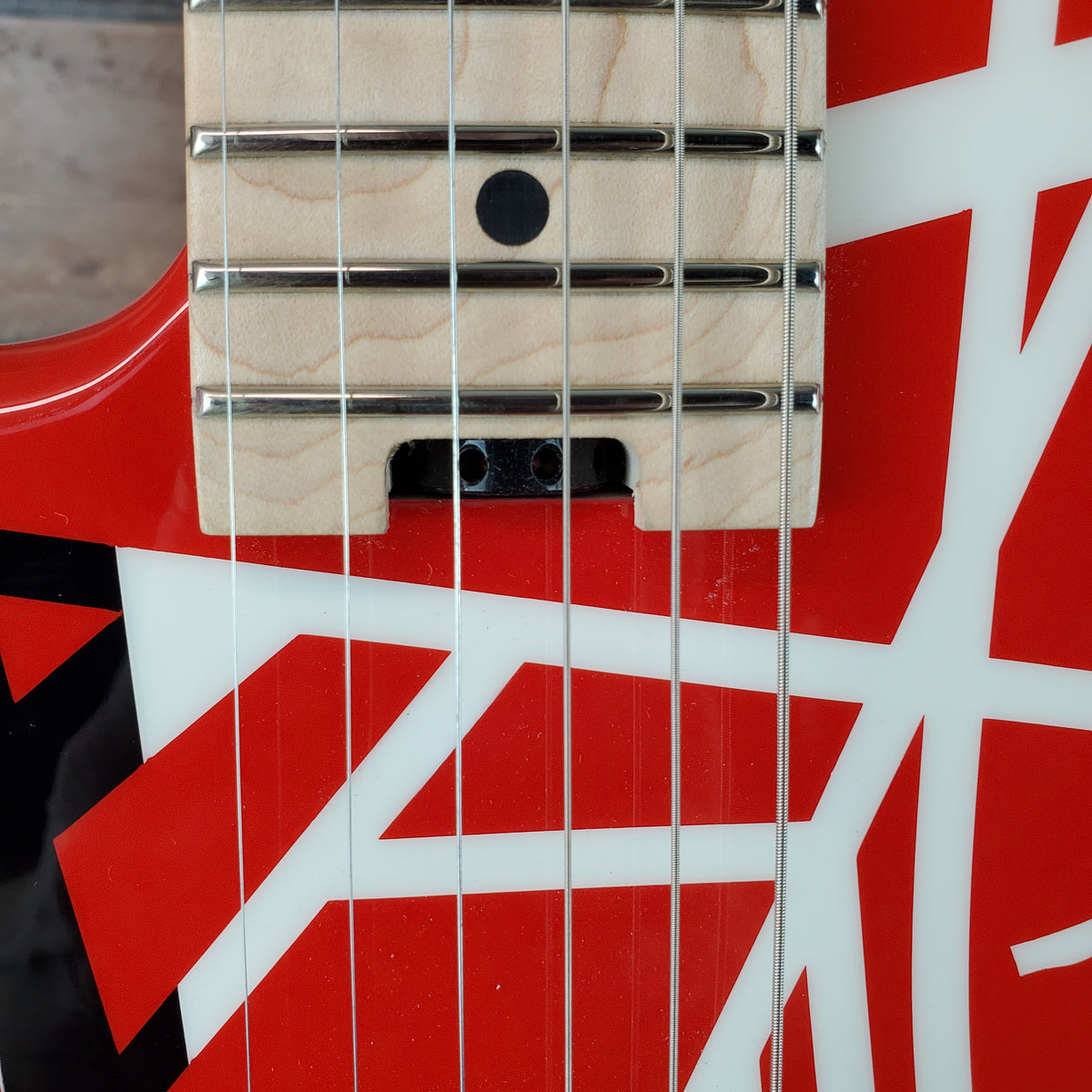 EVH Striped Series Left-Handed Electric Guitar - Red with Black Stripes