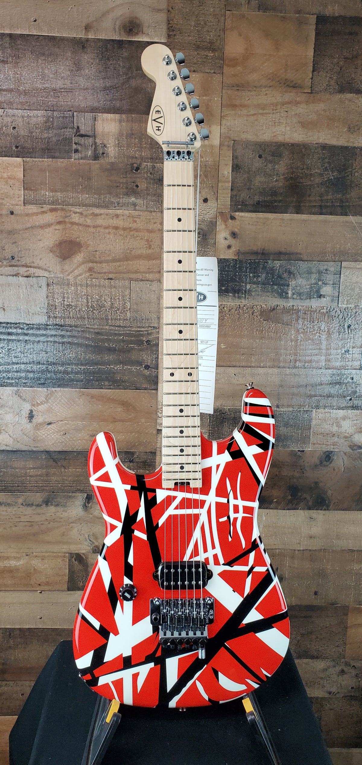 EVH Striped Series Left-Handed Electric Guitar - Red with Black Stripes