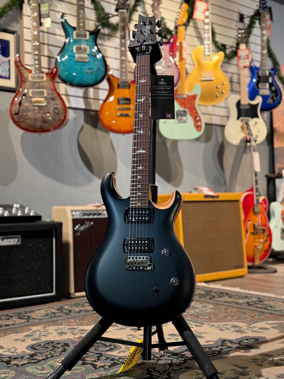 PRS SE CE 24 Satin Flat Black Top, C&M Exclusive 748