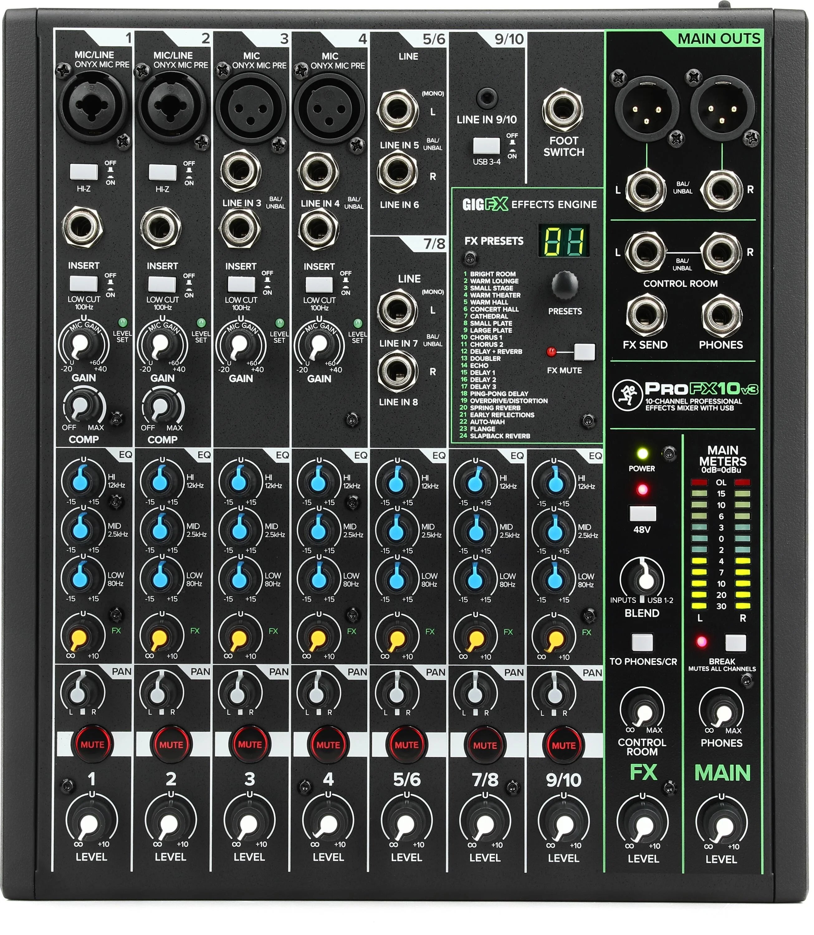 Mackie ProFX10v3 10-channel Mixer with USB and Effects