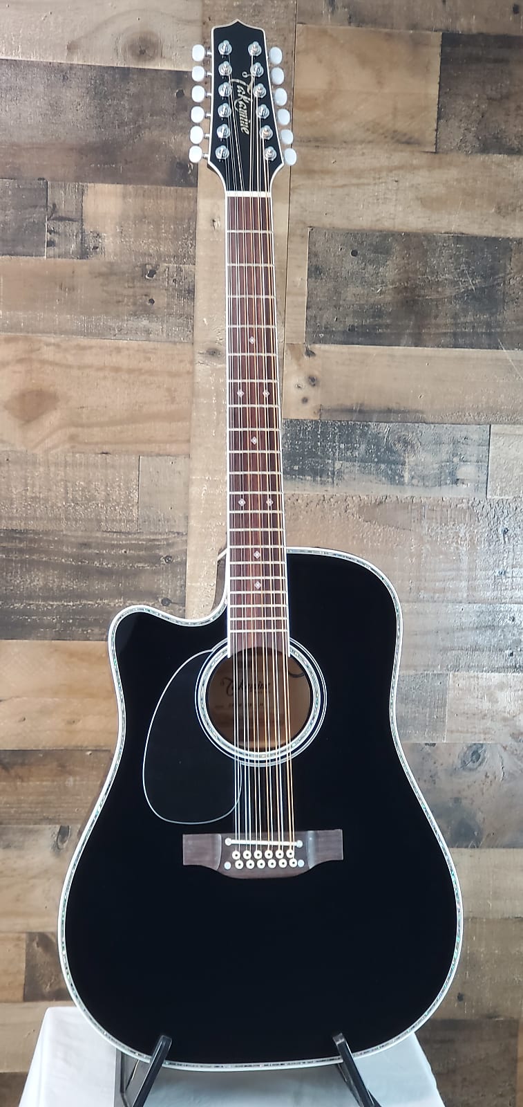 Takamine EF381DX Left-handed, 12-string, Black, Softcase, 909