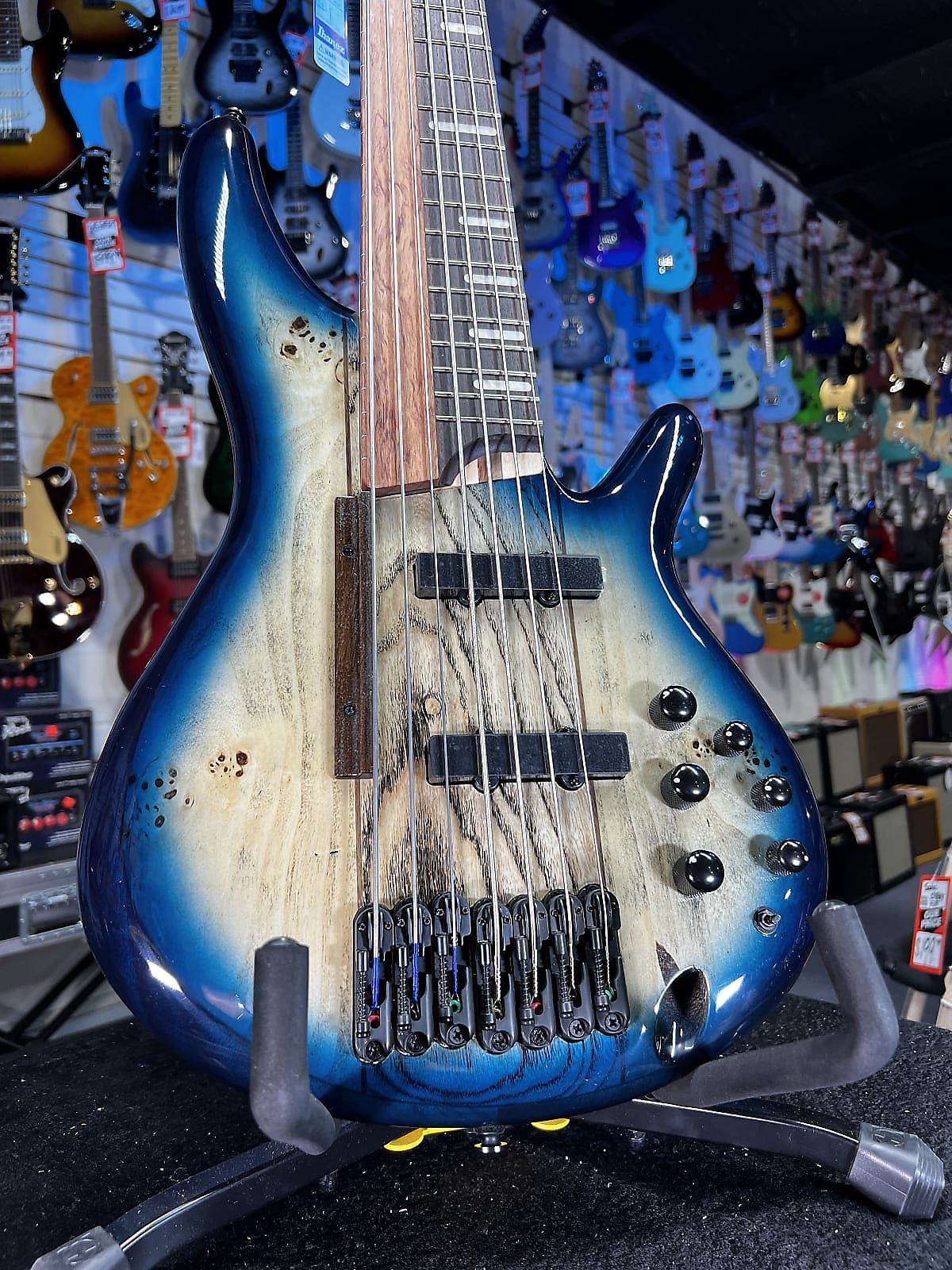 Ibanez Bass Workshop SRAS7 Ashula 7-string Bass Guitar - Cosmic Blue Starburst Shipping 474 GET PLEK’D Free!