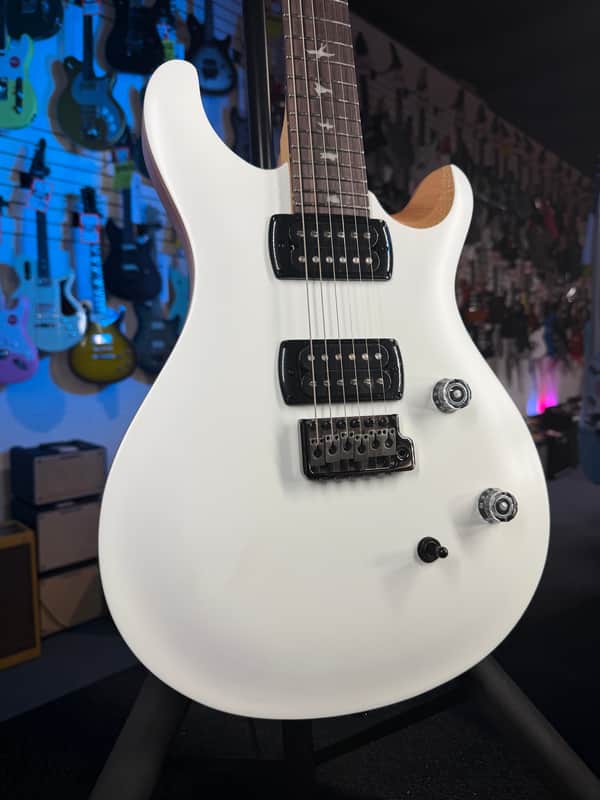 PRS SE CE 24 Satin - Flat White Top, C&M Exclusive - Black / Smoked Hardware, Free Plek & Setup # 195