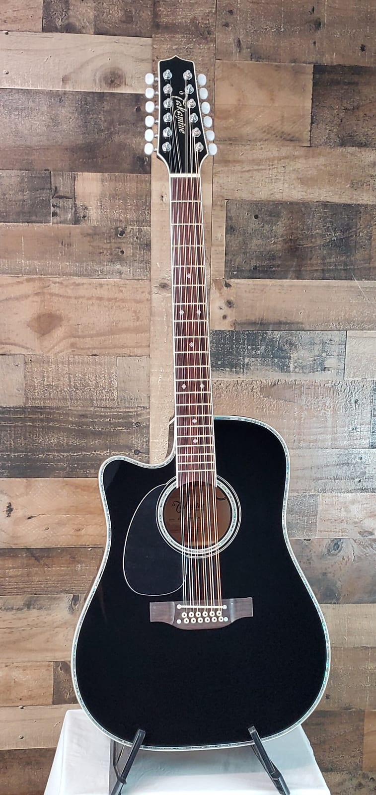 Takamine EF381DX Left-handed, 12-string, Black, Softcase, 909