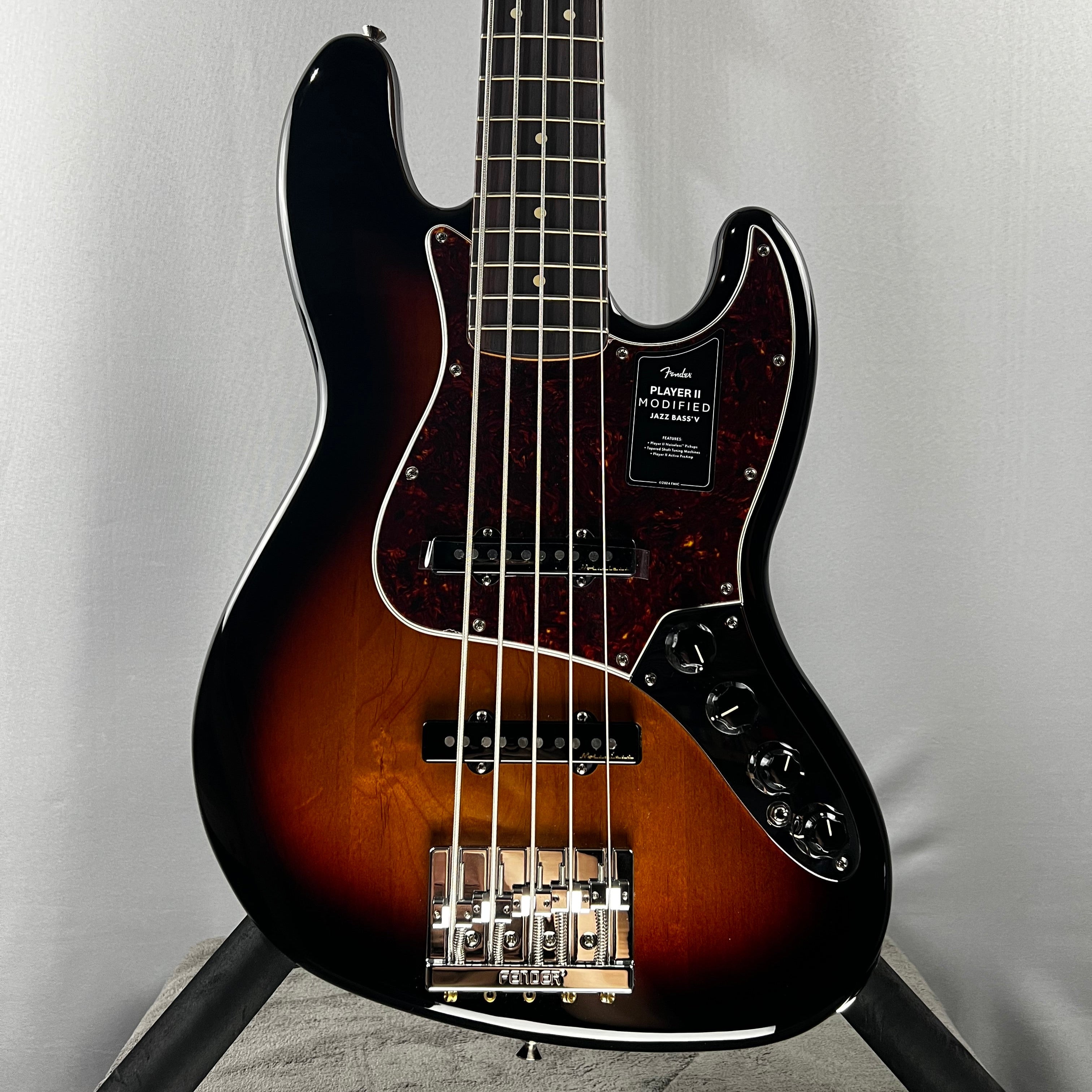 Player II Modified Active Jazz Bass V - 3-tone Sunburst, Rosewood Fingerboard #233