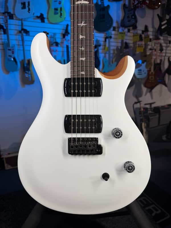 PRS SE CE 24 Satin - Flat White Top, C&M Exclusive - Black / Smoked Hardware, Free Plek & Setup # 514