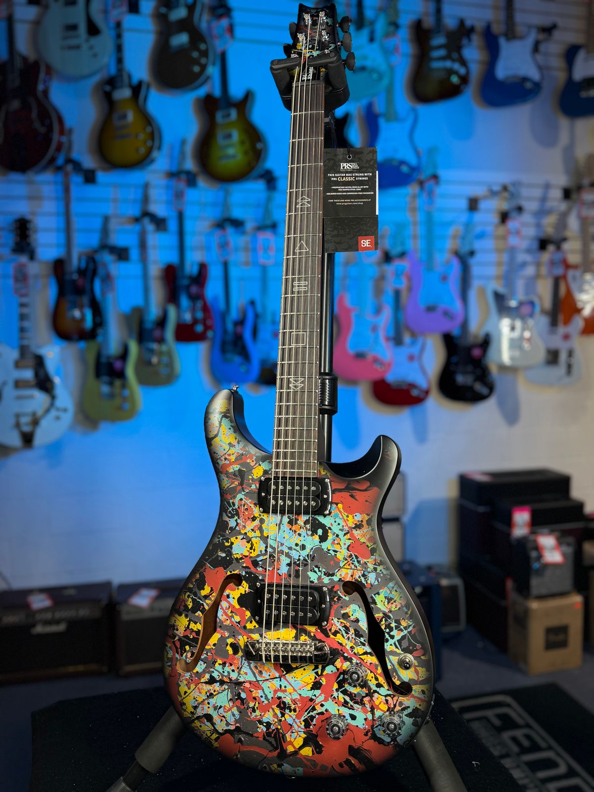 PRS SE Ed Sheeran Hollowbody I Piezo Baritone, Cosmic Splash, Gig Bag, Free PLEK! 753