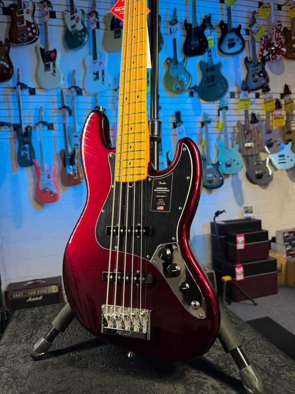 Fender American Professional Jazz Bass V - Oxblood, Maple Fingerboard