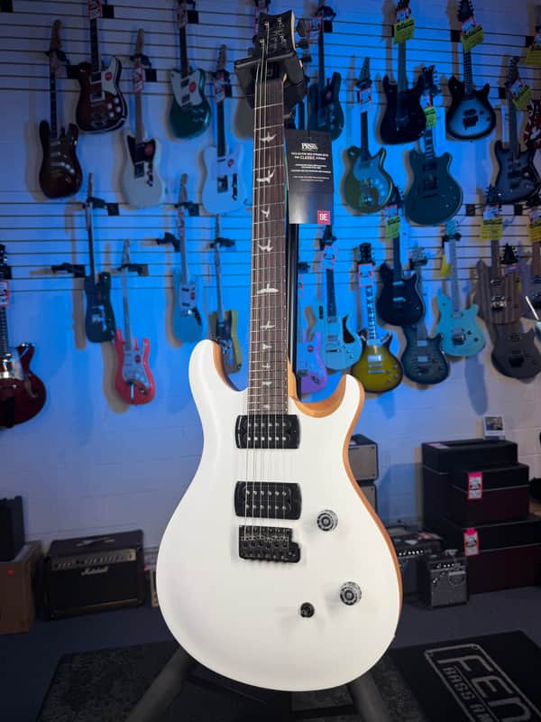 PRS SE CE 24 Satin - Flat White Top, C&M Exclusive - Black / Smoked Hardware, Free Plek & Setup # 195