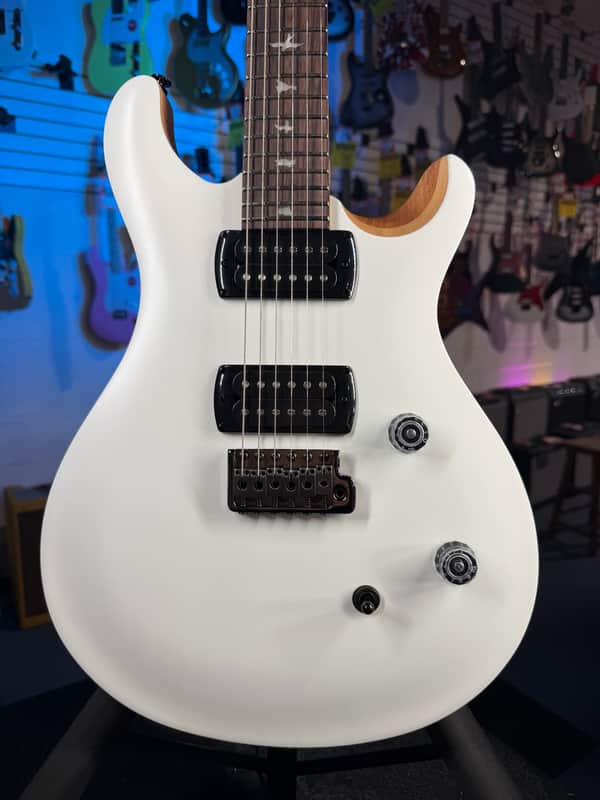 PRS SE CE 24 Satin - Flat White Top, C&M Exclusive - Black / Smoked Hardware, Free Plek & Setup # 828