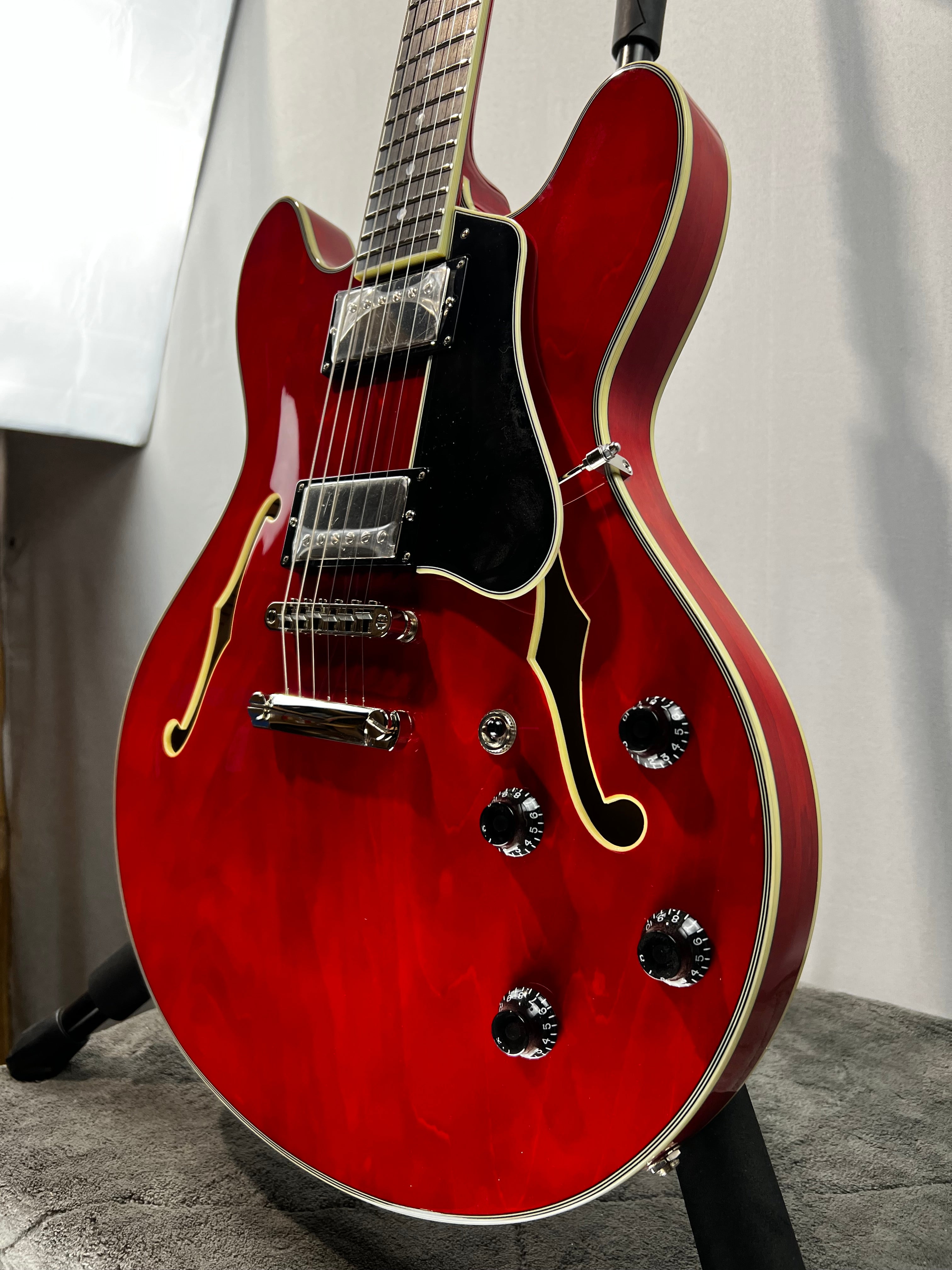 T386RD Thinline Semi-hollowbody Electric Guitar - Red #258