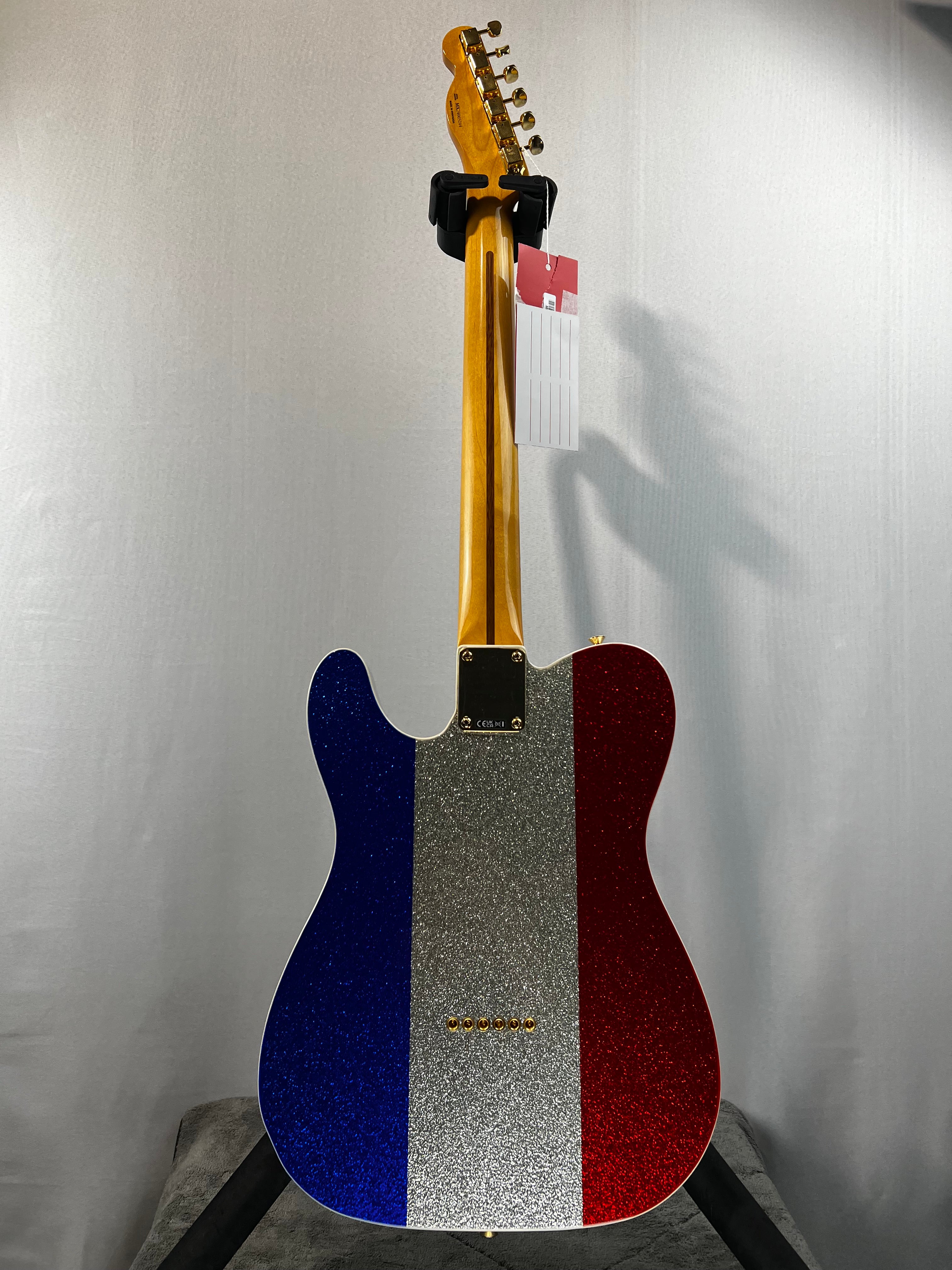 Limited-edition Buck Owens Telecaster Electric Guitar - Red, Silver, and Blue Sparkle #244