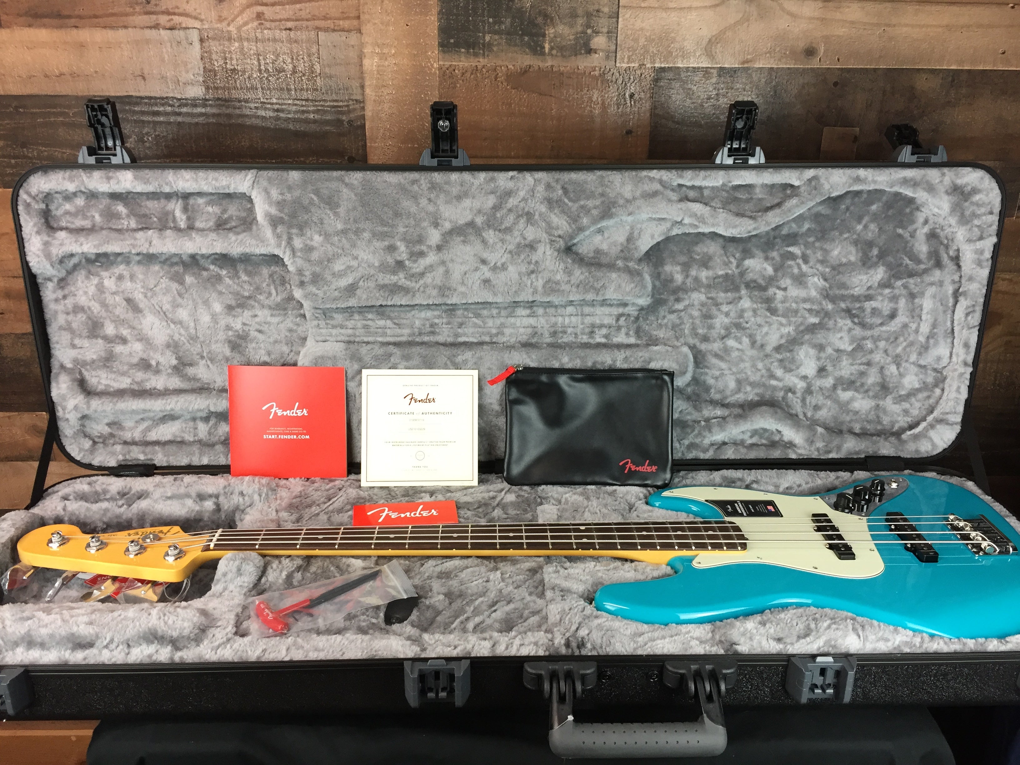 Fender American Professional II Jazz Bass, Miami Blue, Rosewood, Hard Case, Free Ship, 229