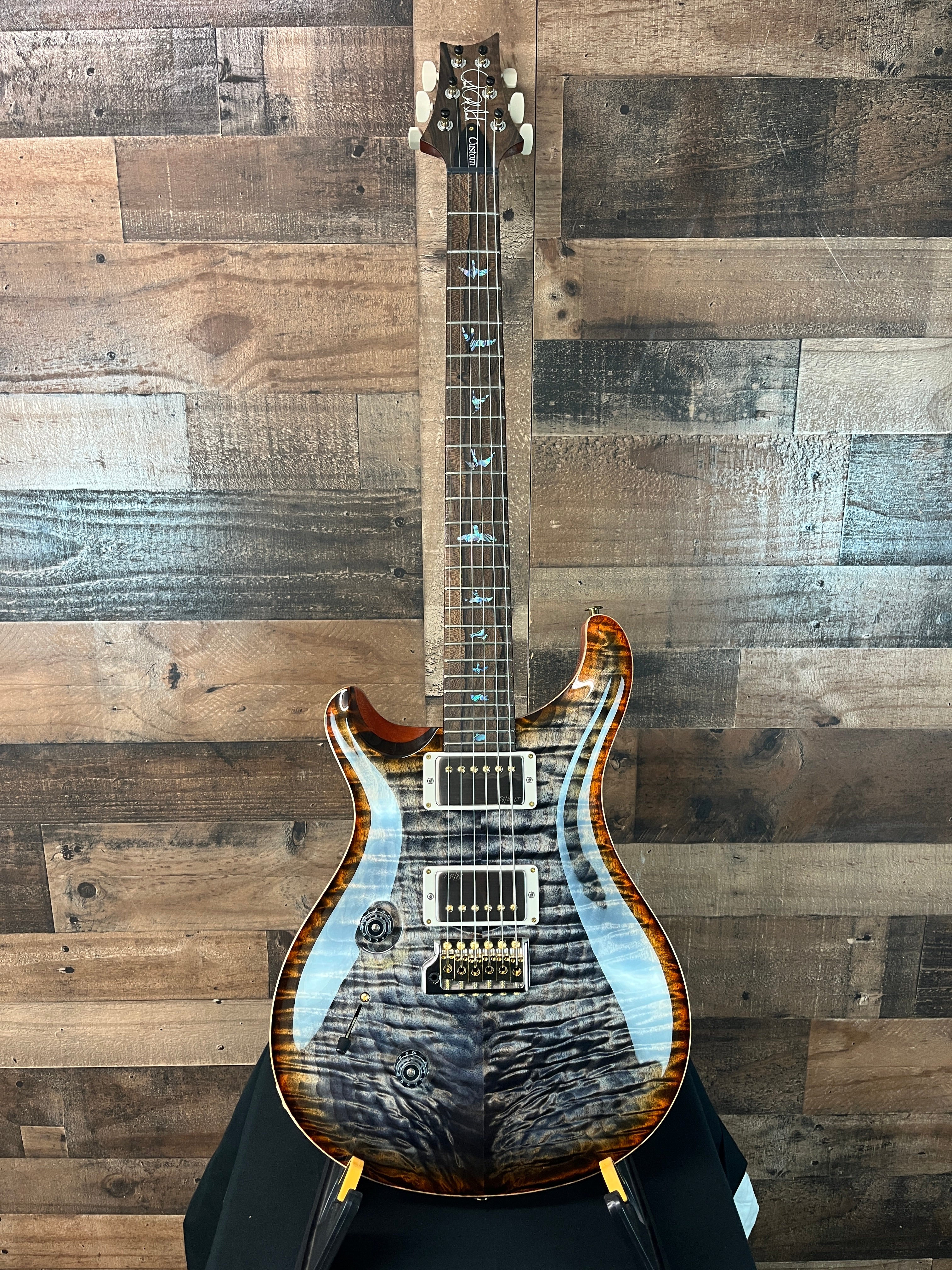 PRS Wood Library Custom 24, Left Handed, Maple Quilt 10-Top, Burnt Maple Leaf, Ziricote Fingerboard, Paisley PRS Hardcase, Free Ship, 993