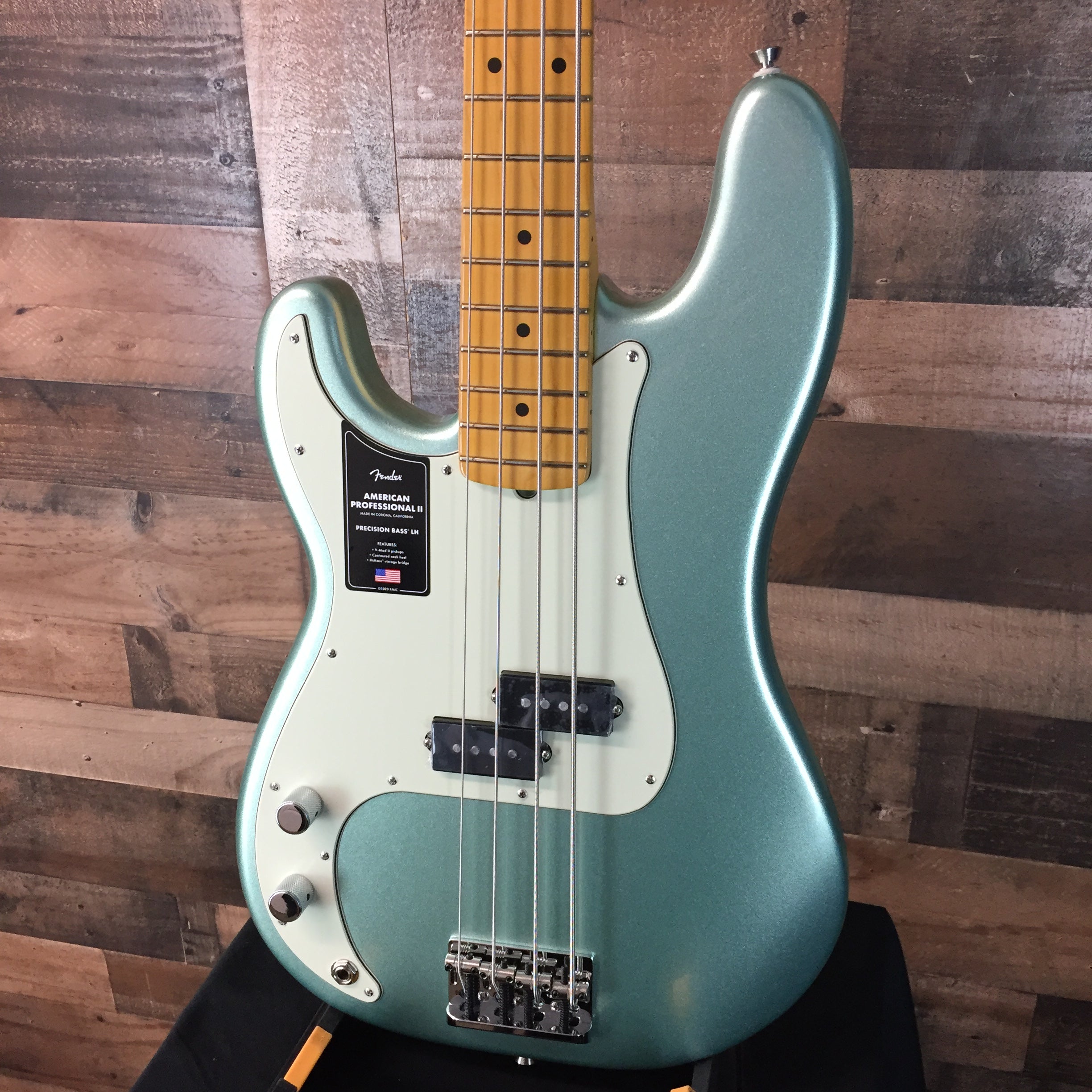 American Professional II Precision Bass, LEFT HANDED, Mystic Surf Green, Hard Case, 520