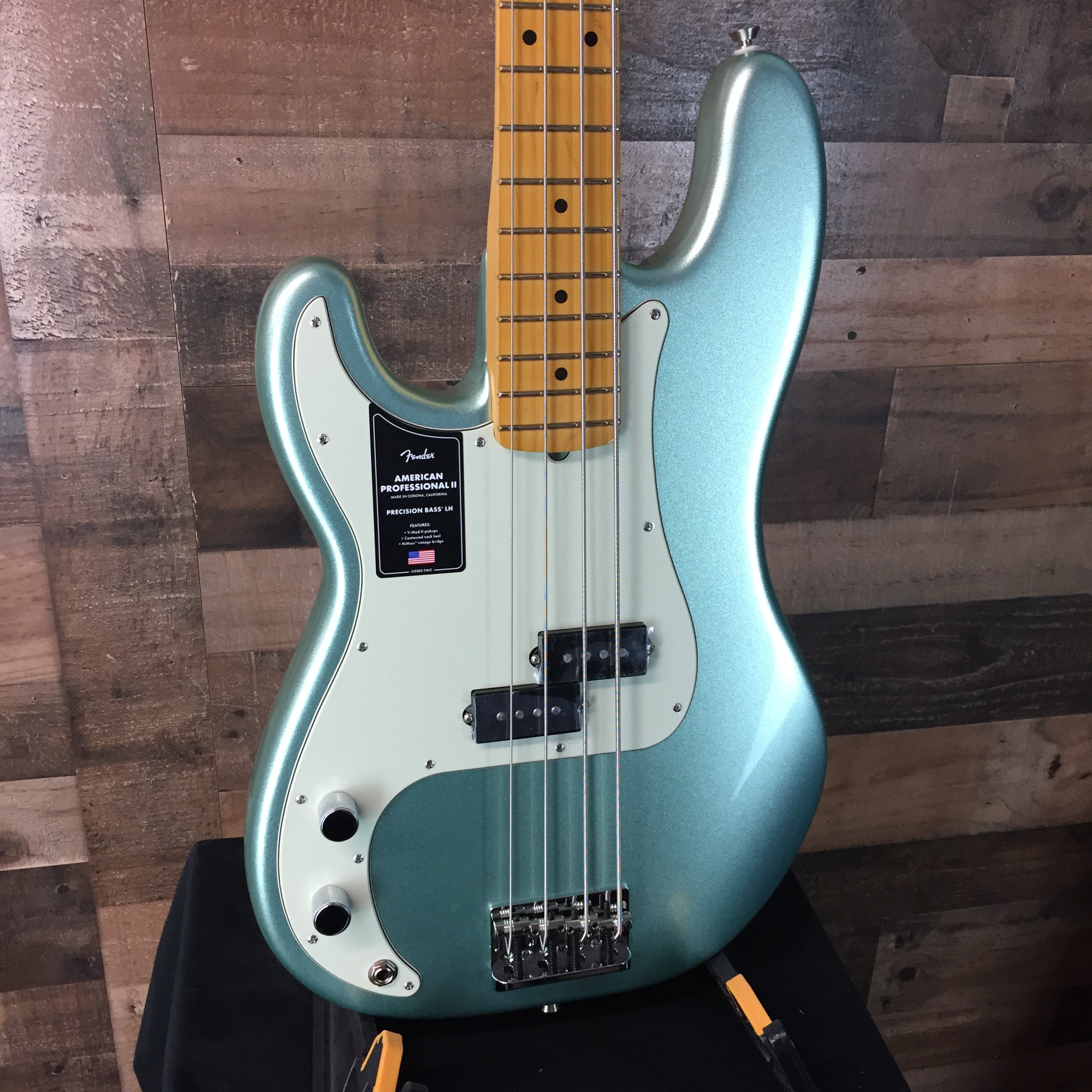 American Professional II Precision Bass, LEFT HANDED, Mystic Surf Green, Hard Case, 520