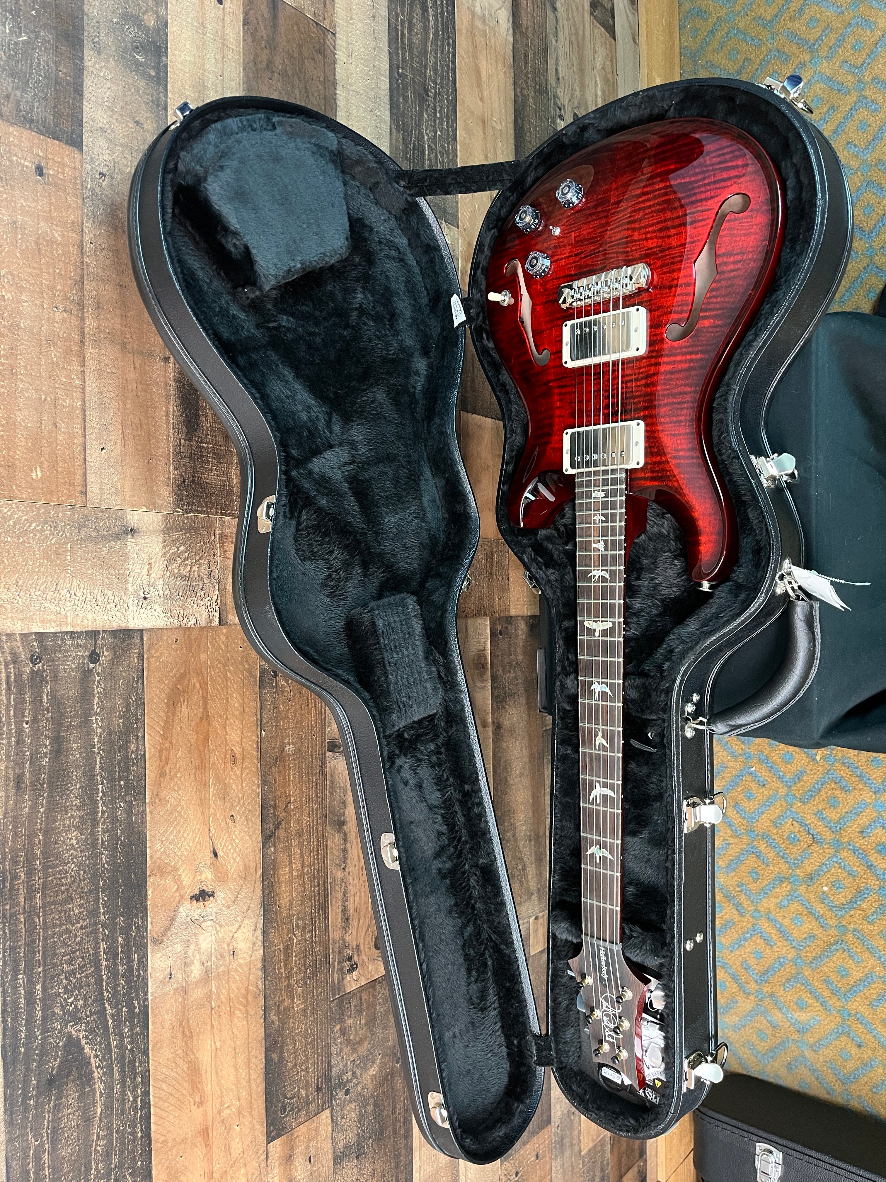PRS Hollowbody II Piezo Electric Guitar, Custom Color Fire Red Wrap, Hard Case, 171