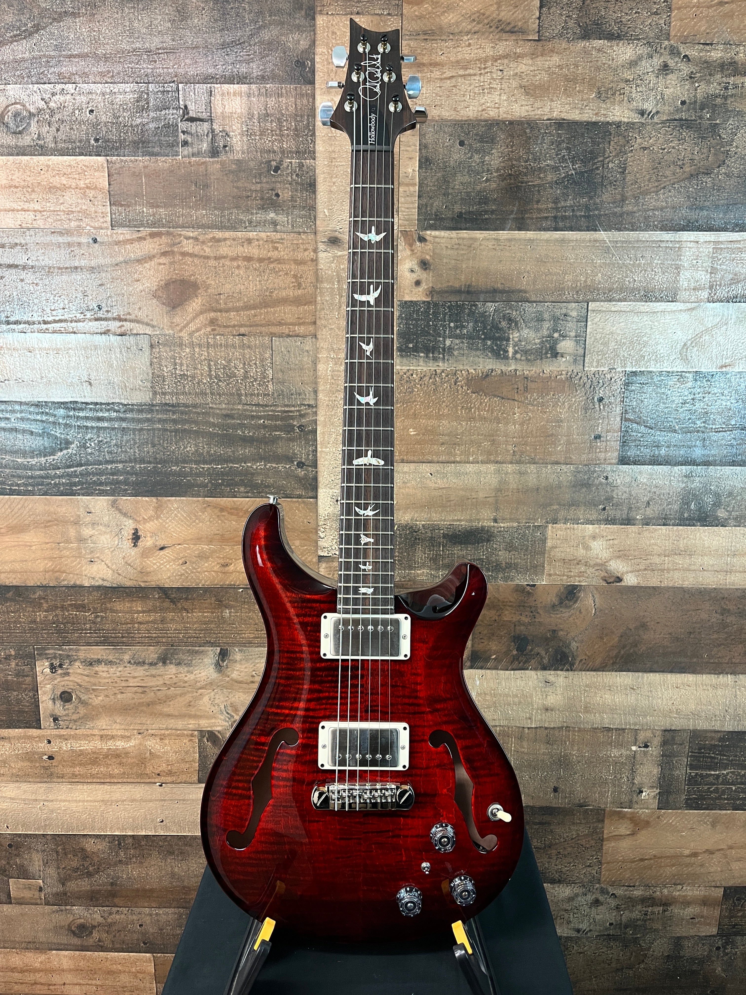PRS Hollowbody II Piezo Electric Guitar, Custom Color Fire Red Wrap, Hard Case, 171