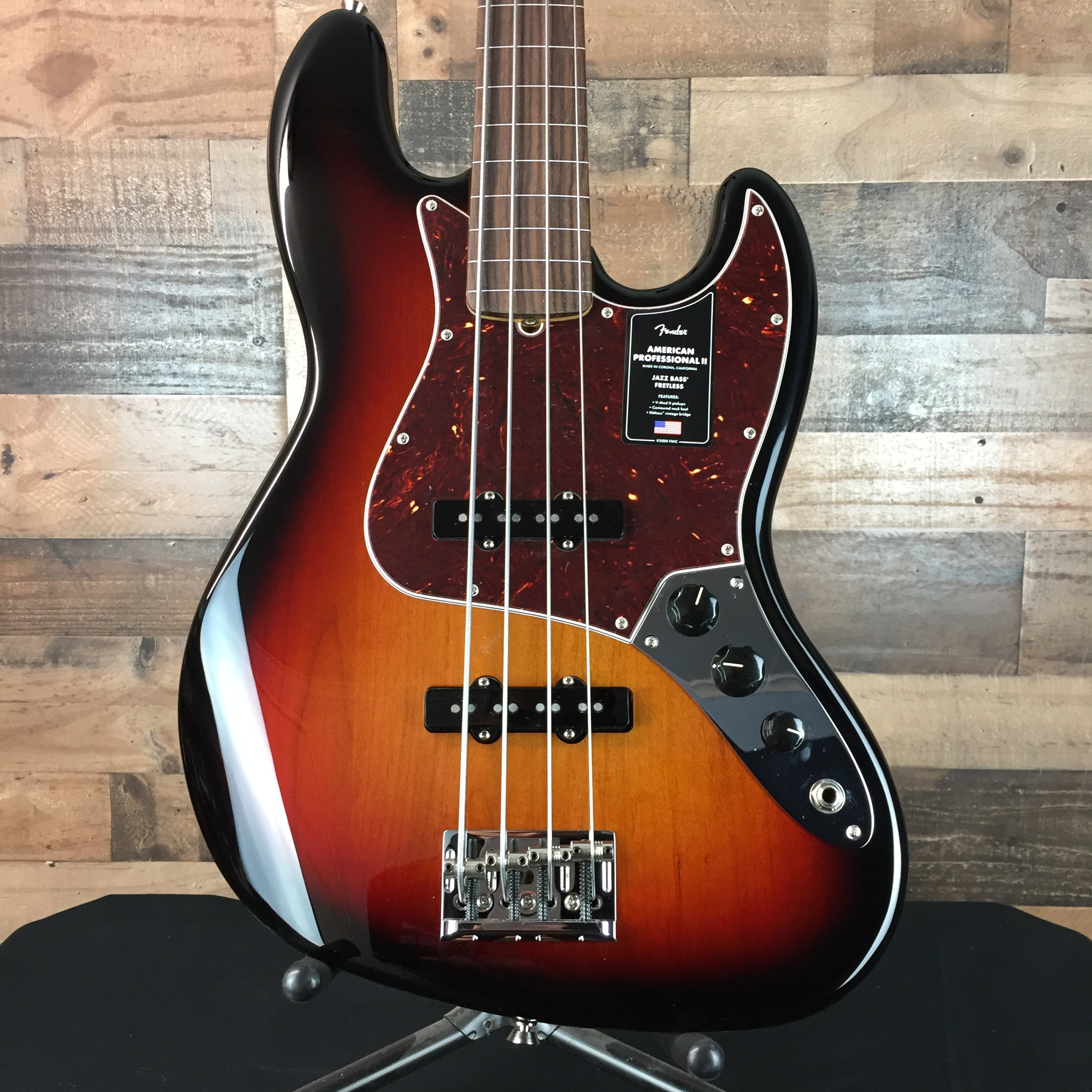 Fender American Pro II Jazz Bass, FRETLESS, Sunburst, Hard Case, 716