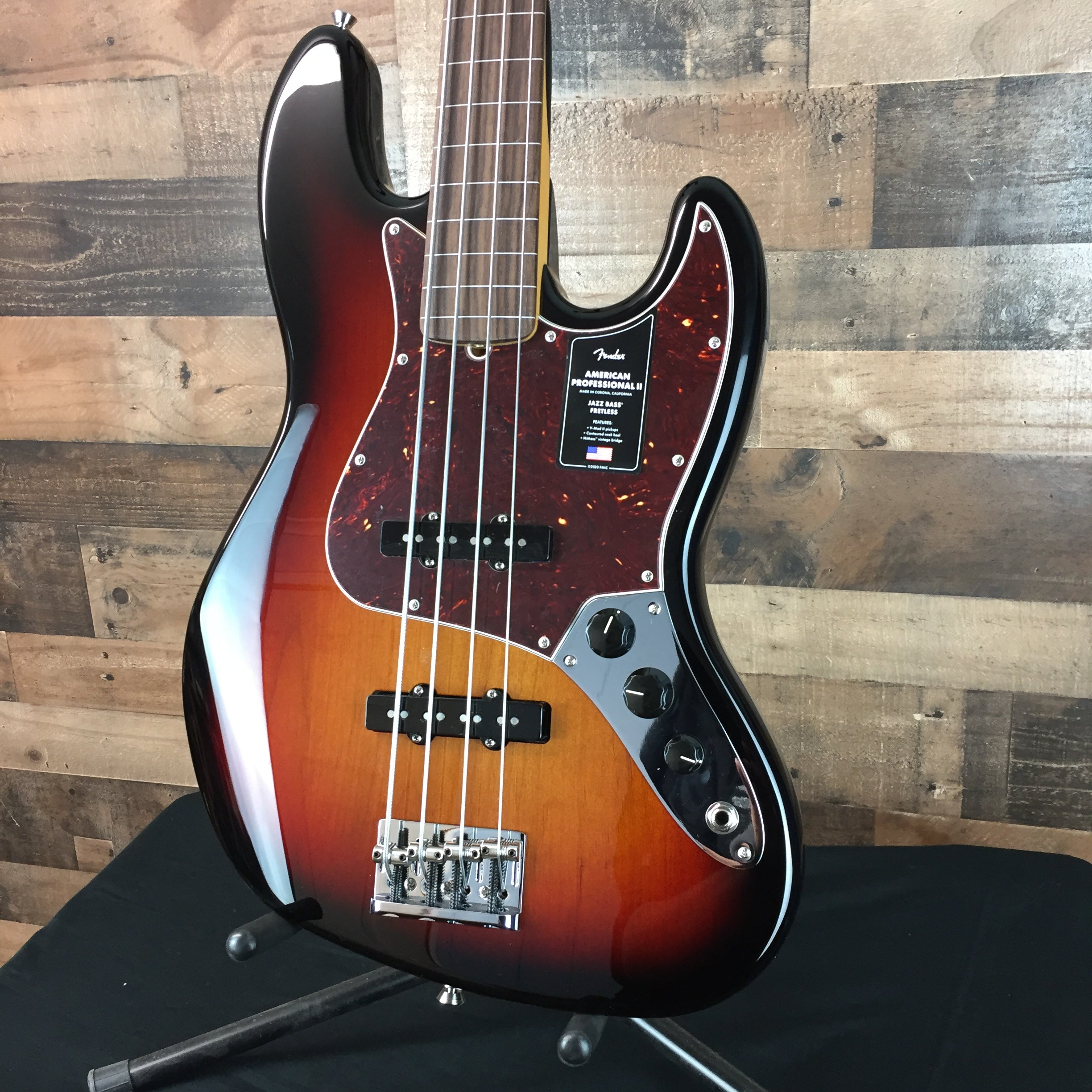 Fender American Pro II Jazz Bass, FRETLESS, Sunburst, Hard Case, 716