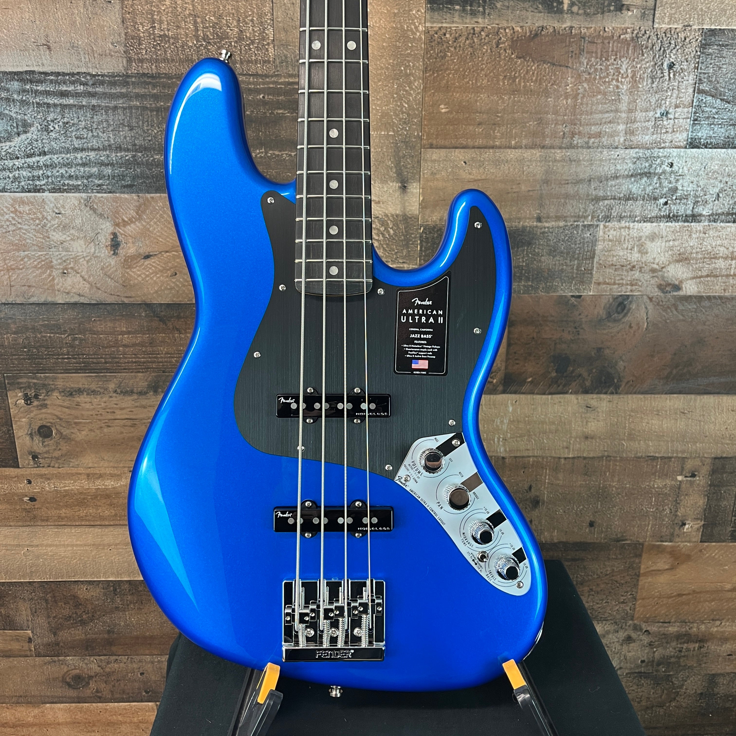 Fender American Ultra II Jazz Bass, Noble Blue, Ebony Fingerboard, Hard Case, 829