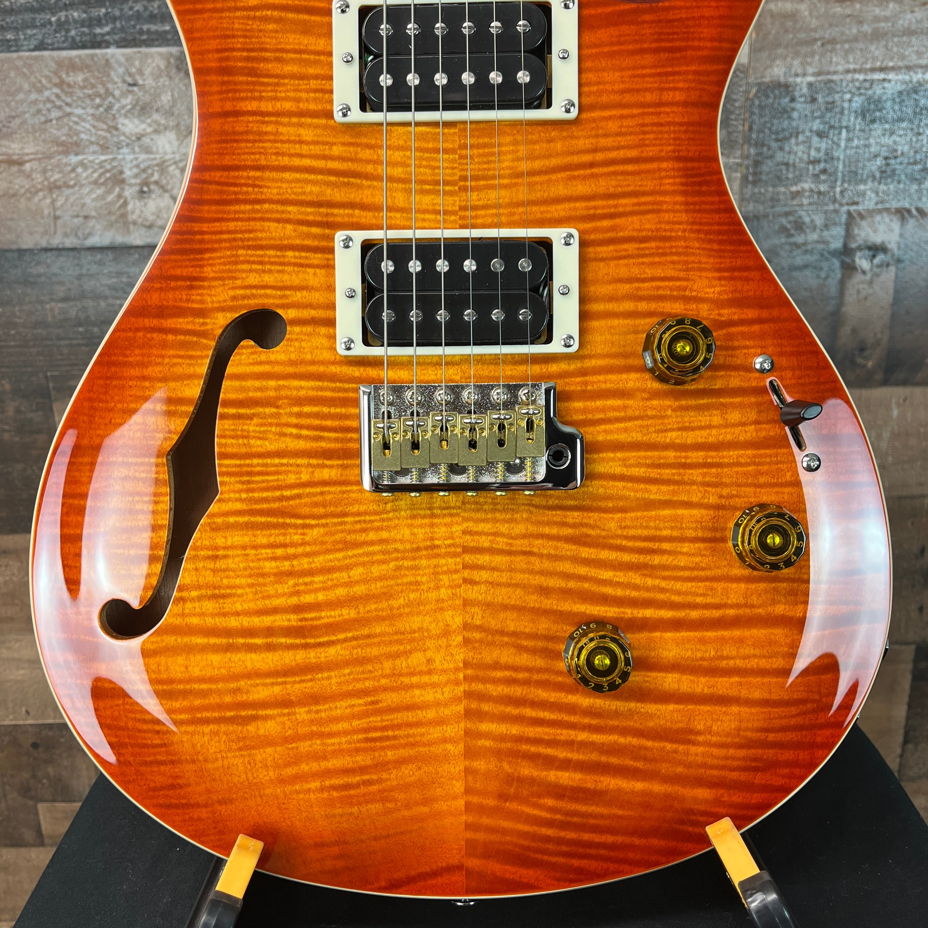 PRS SE Custom 24 Semi-Hollow Piezo, Vintage Sunburst, Gig Bag, 471