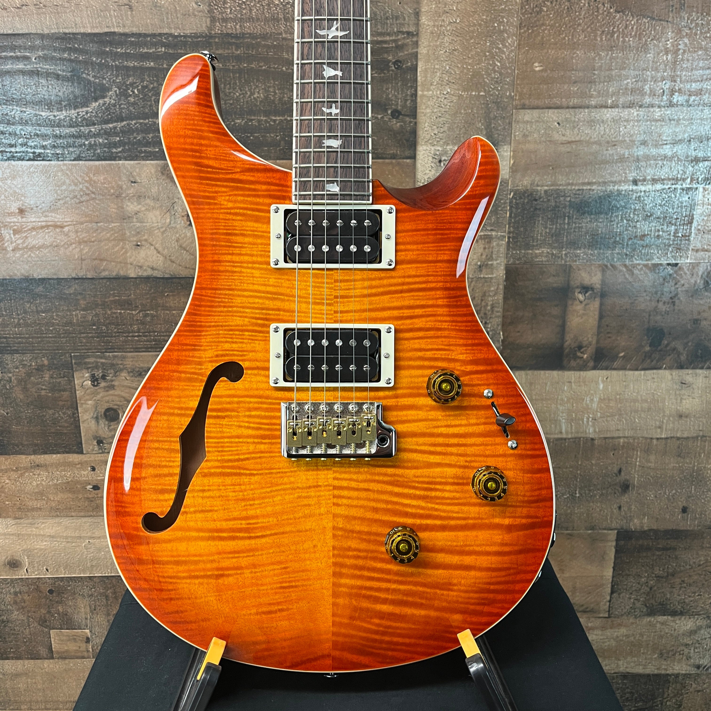 PRS SE Custom 24 Semi-Hollow Piezo, Vintage Sunburst, Gig Bag, 471