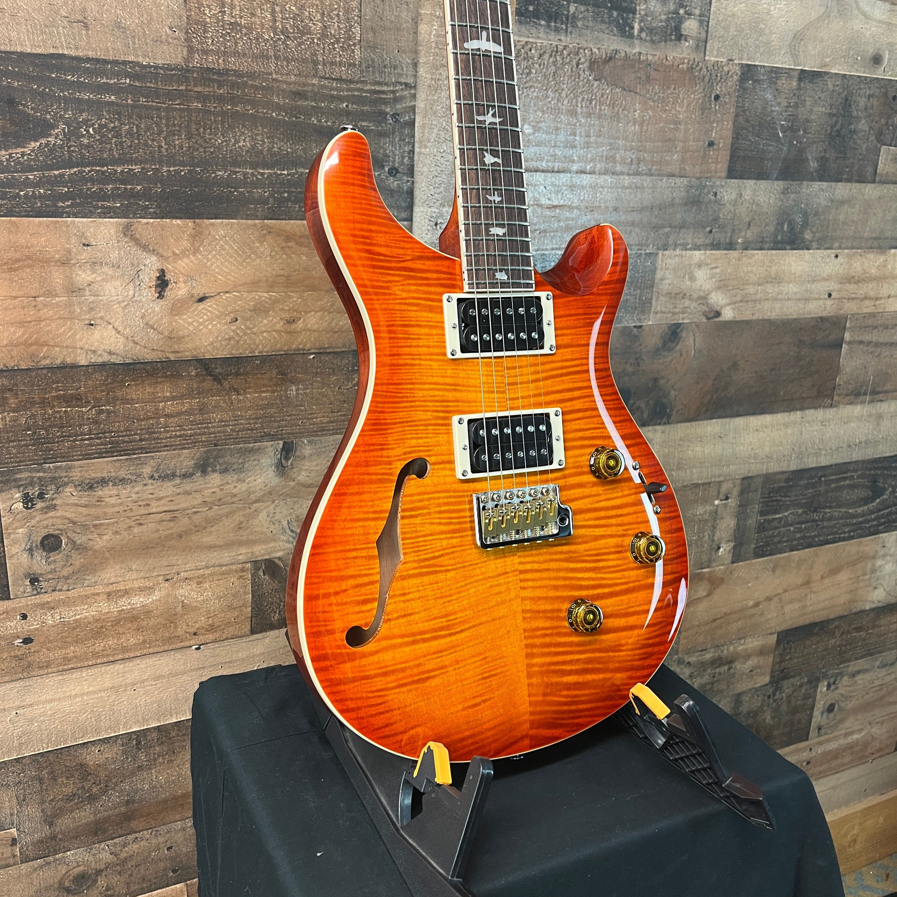 PRS SE Custom 24 Semi-Hollow Piezo, Vintage Sunburst, Gig Bag, 471