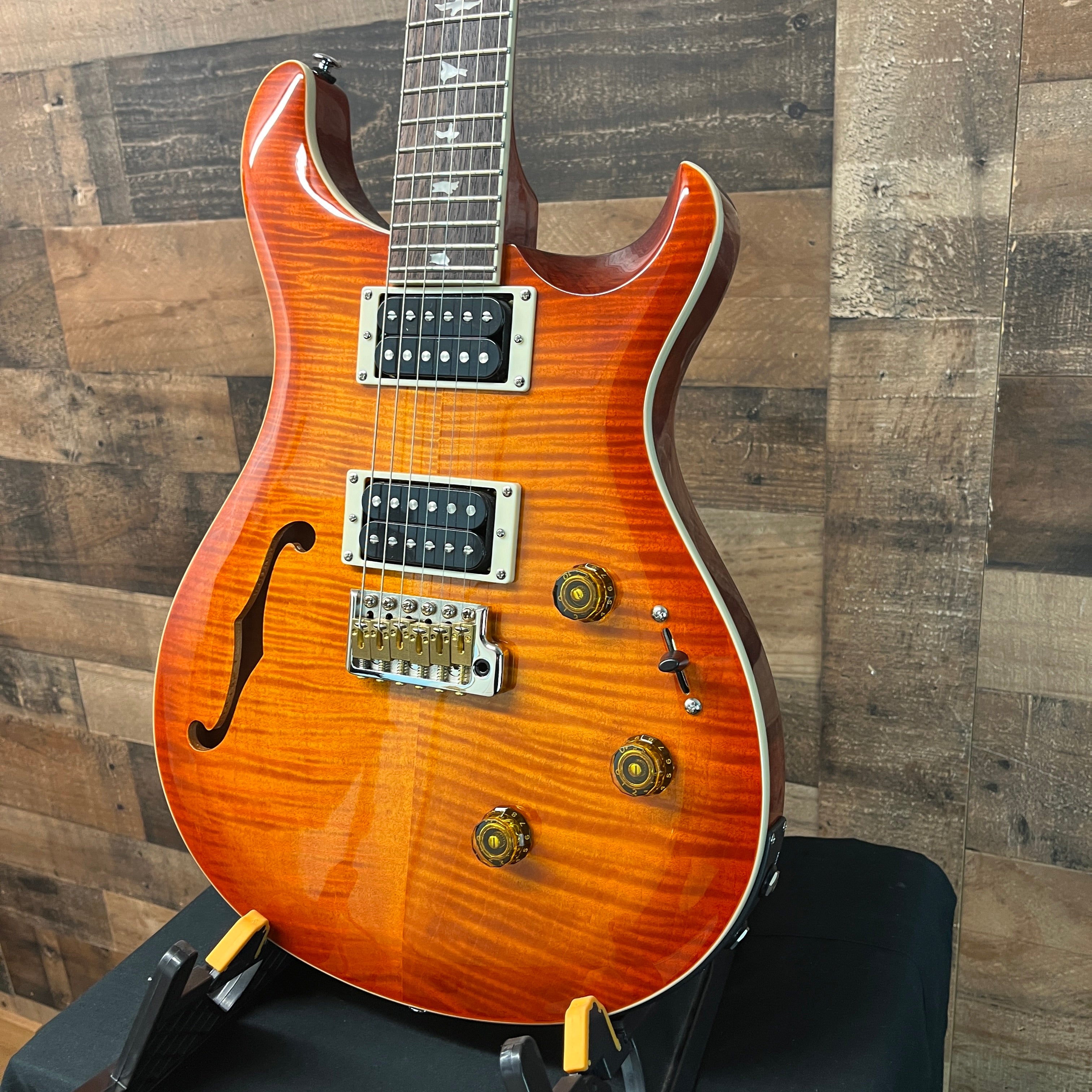 PRS SE Custom 24 Semi-Hollow Piezo, Vintage Sunburst, Gig Bag, 471