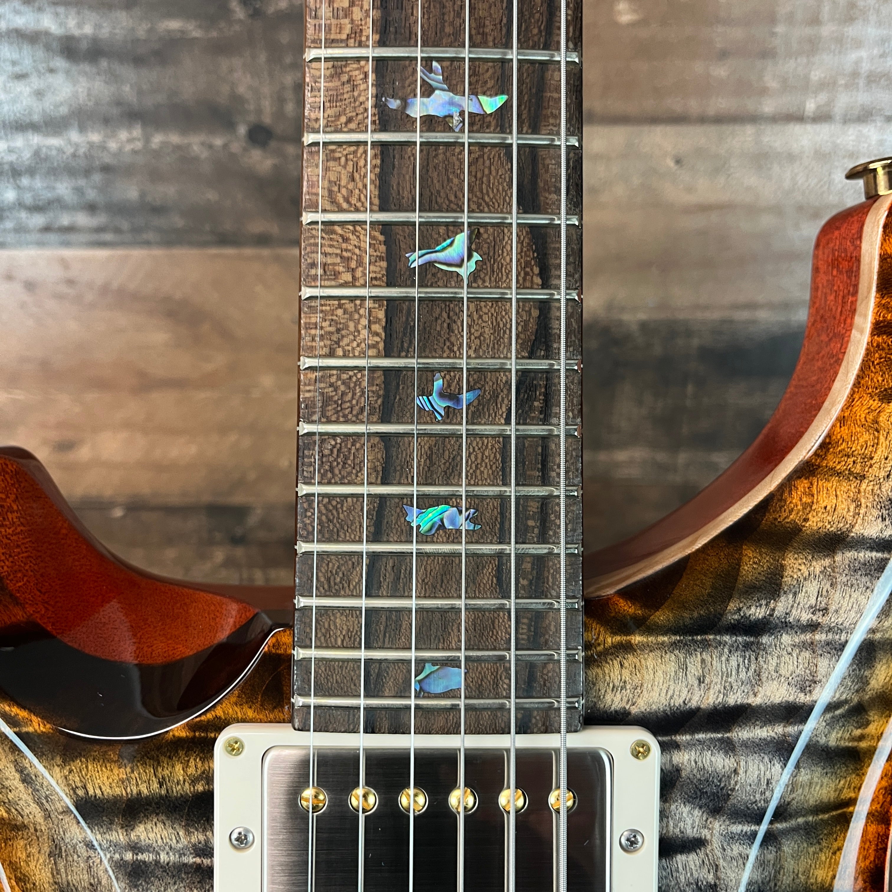 PRS Wood Library Custom 24, Left Handed, Maple Quilt 10-Top, Burnt Maple Leaf, Ziricote Fingerboard, Paisley PRS Hardcase, Free Ship, 993