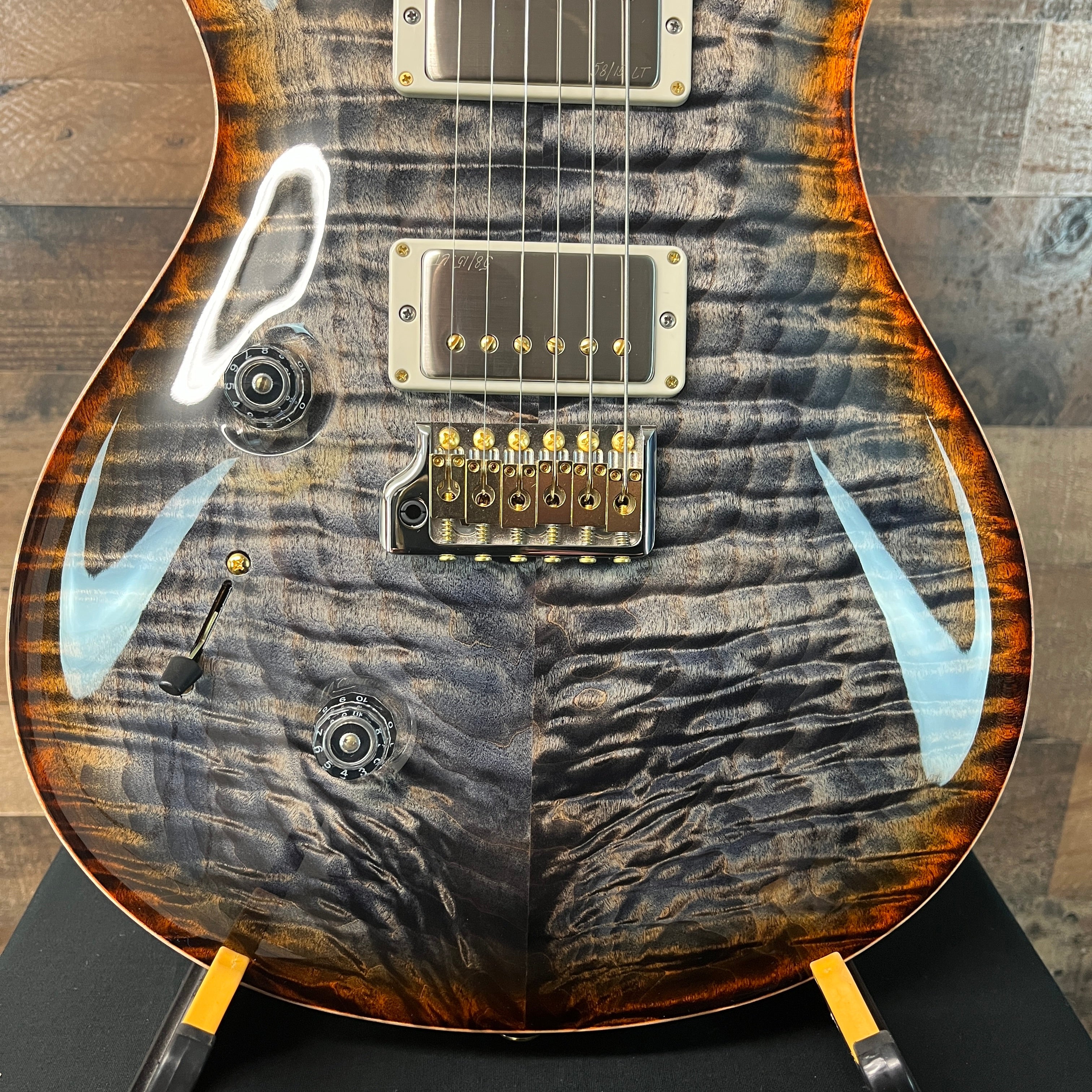 PRS Wood Library Custom 24, Left Handed, Maple Quilt 10-Top, Burnt Maple Leaf, Ziricote Fingerboard, Paisley PRS Hardcase, Free Ship, 993