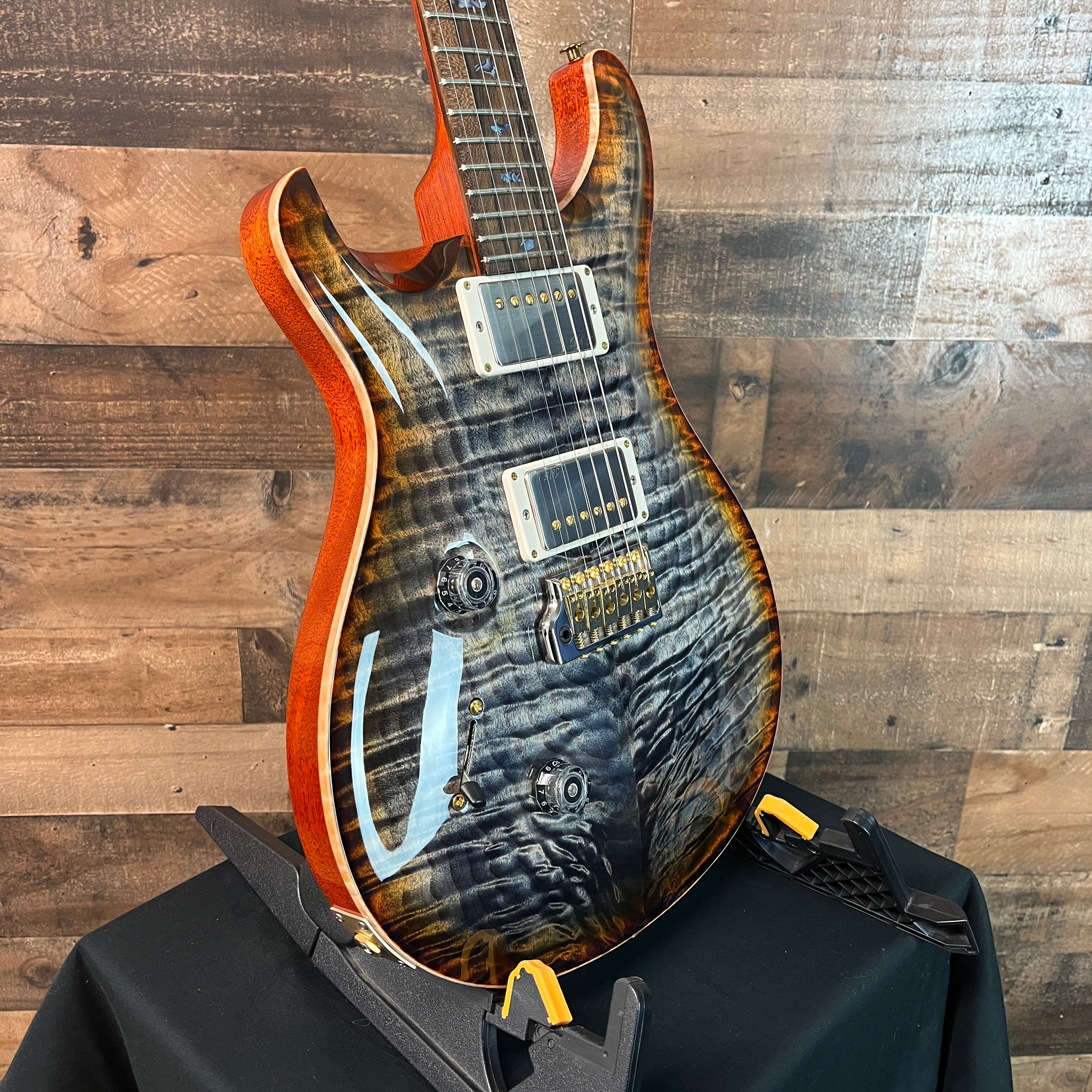 PRS Wood Library Custom 24, Left Handed, Maple Quilt 10-Top, Burnt Maple Leaf, Ziricote Fingerboard, Paisley PRS Hardcase, Free Ship, 993