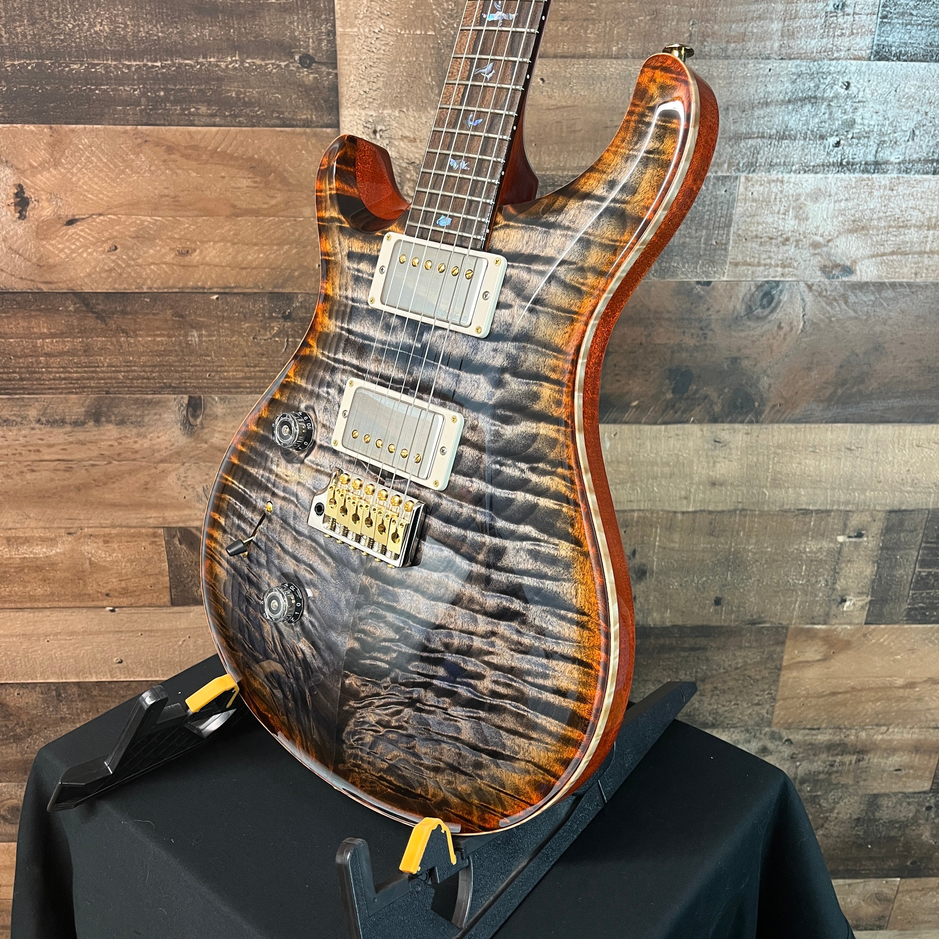 PRS Wood Library Custom 24, Left Handed, Maple Quilt 10-Top, Burnt Maple Leaf, Ziricote Fingerboard, Paisley PRS Hardcase, Free Ship, 993