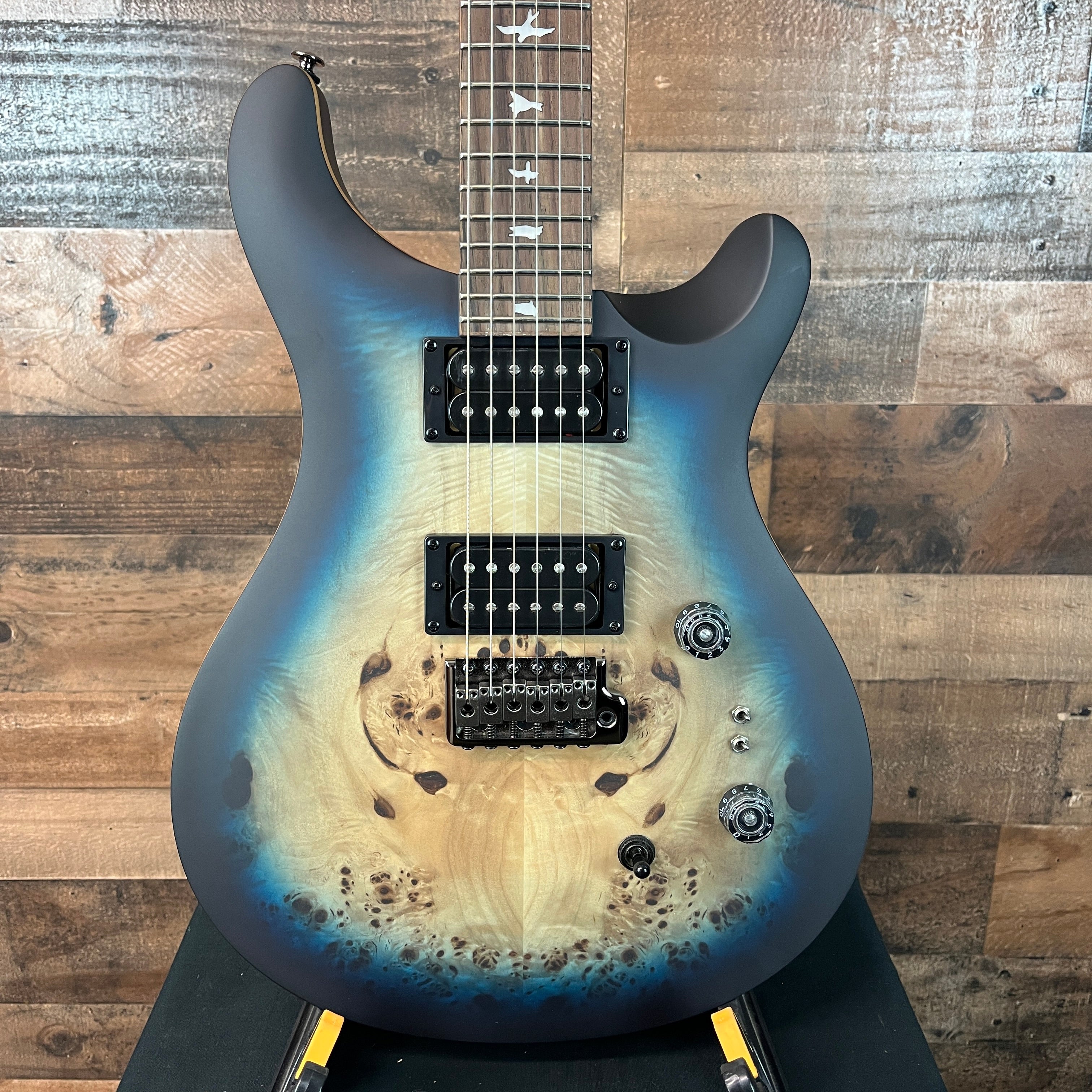 PRS SE Custom 24-08 Poplar Burl Exotic Veneer Limited Edition, Lake Blue Midnight Burst, Gig Bag, 894