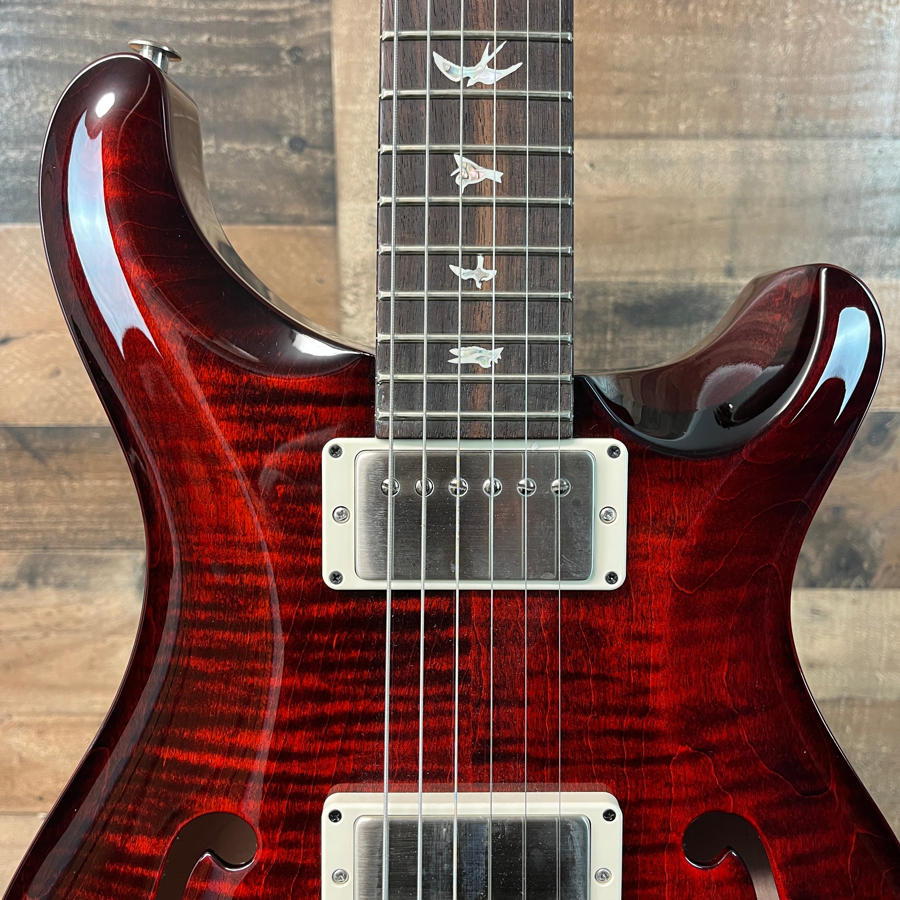 PRS Hollowbody II Piezo Electric Guitar, Custom Color Fire Red Wrap, Hard Case, 171