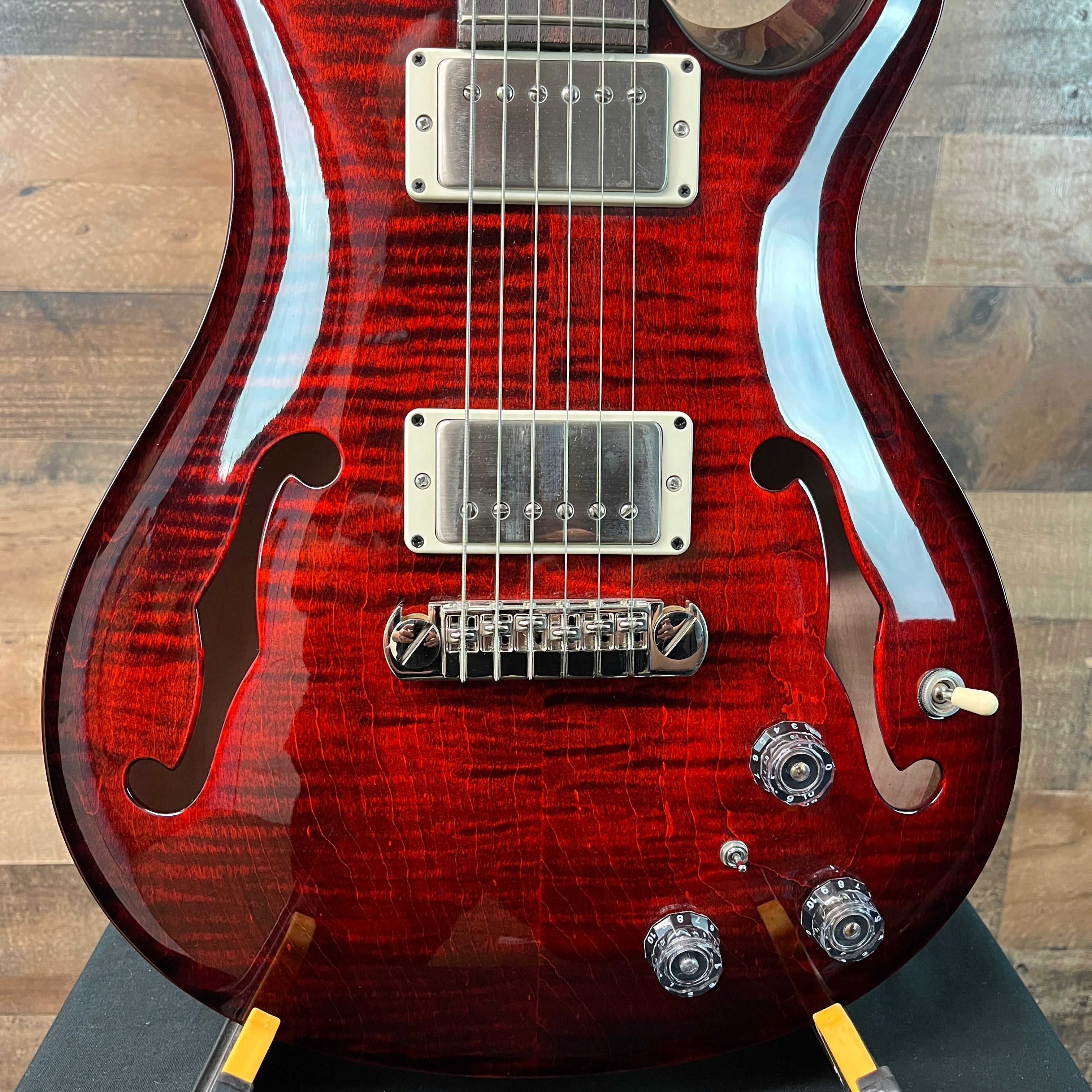 PRS Hollowbody II Piezo Electric Guitar, Custom Color Fire Red Wrap, Hard Case, 171