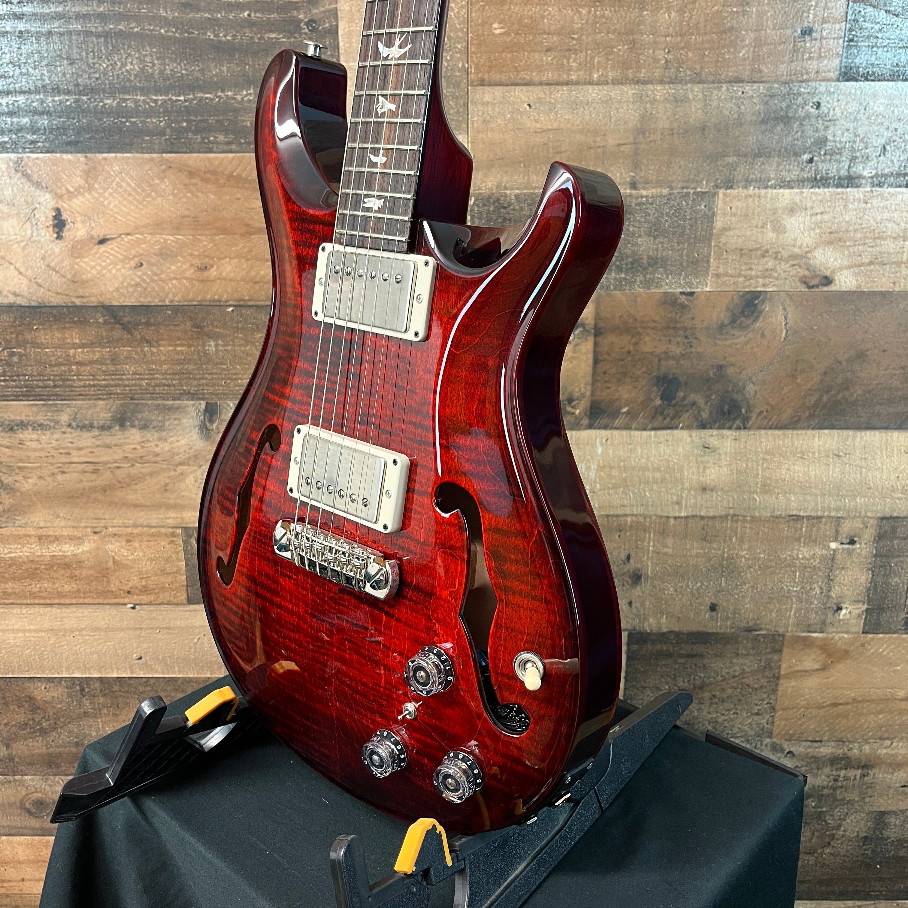PRS Hollowbody II Piezo Electric Guitar, Custom Color Fire Red Wrap, Hard Case, 171