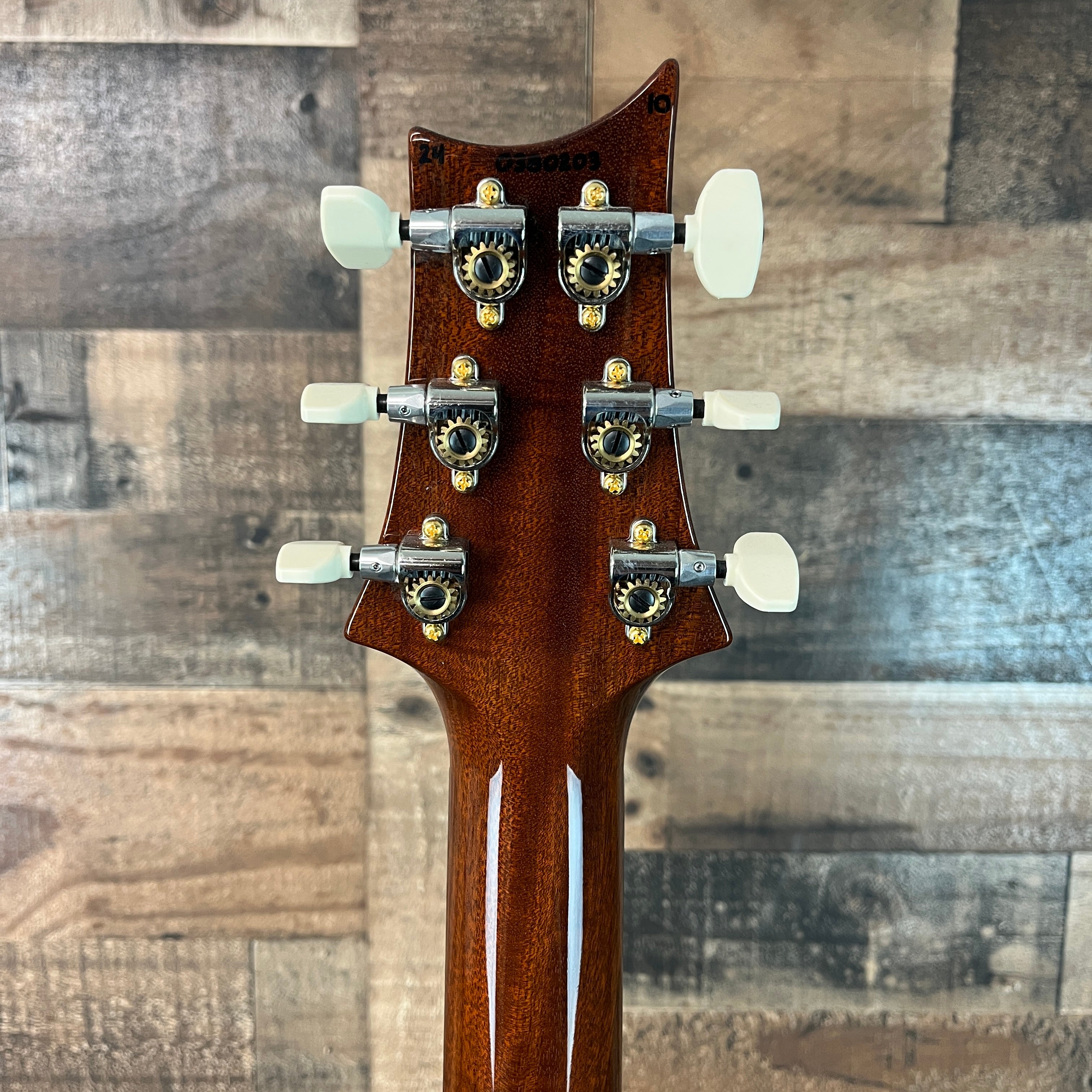 Custom 24-08 Electric Guitar, 10-top, BLEM, Custom Color, Aquableux, Smoke Wrap Burst, Natural Back, Hardcase, 203