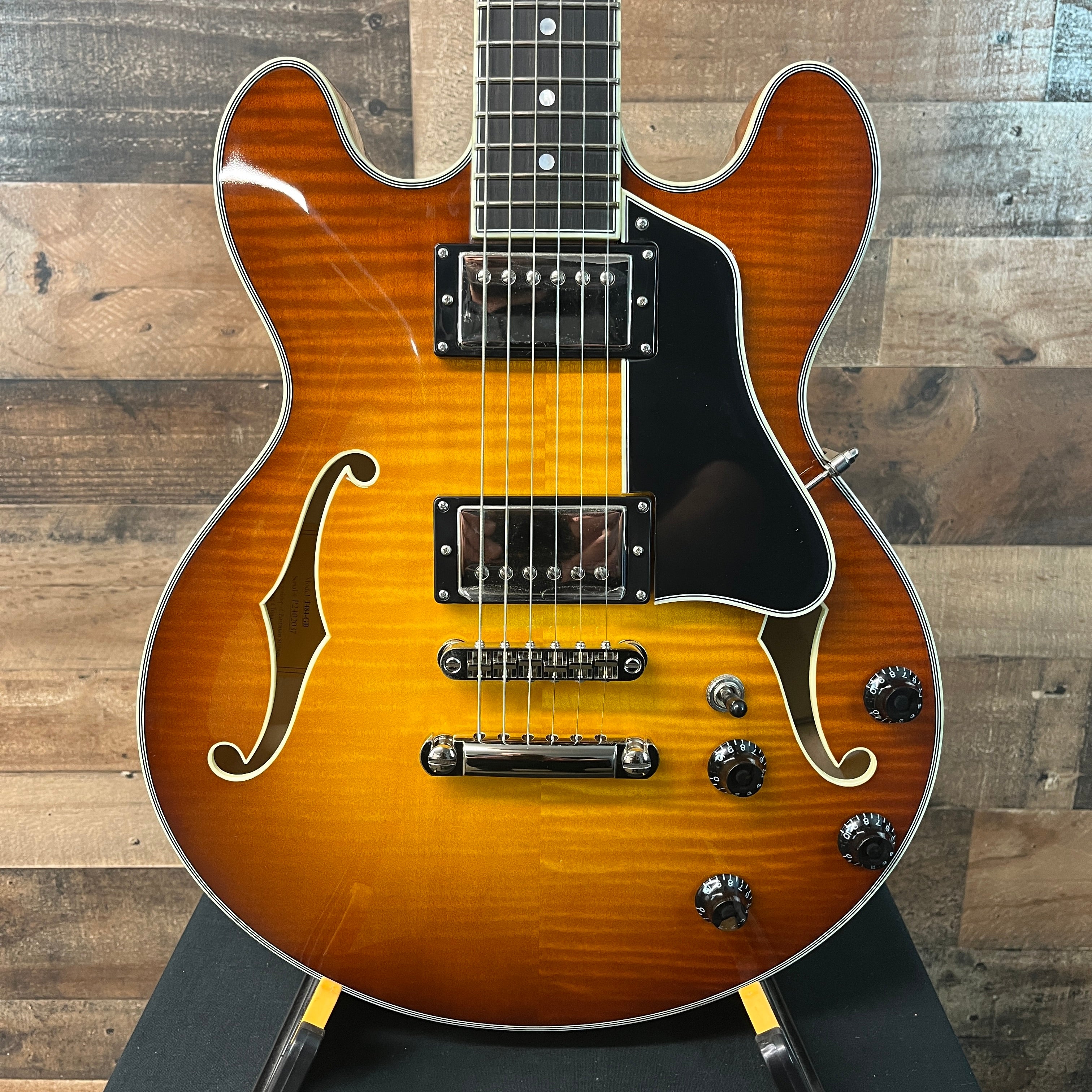 Eastman T484 Semi-Hollow Electric Guitar, Goldburst, Hard Case, 037