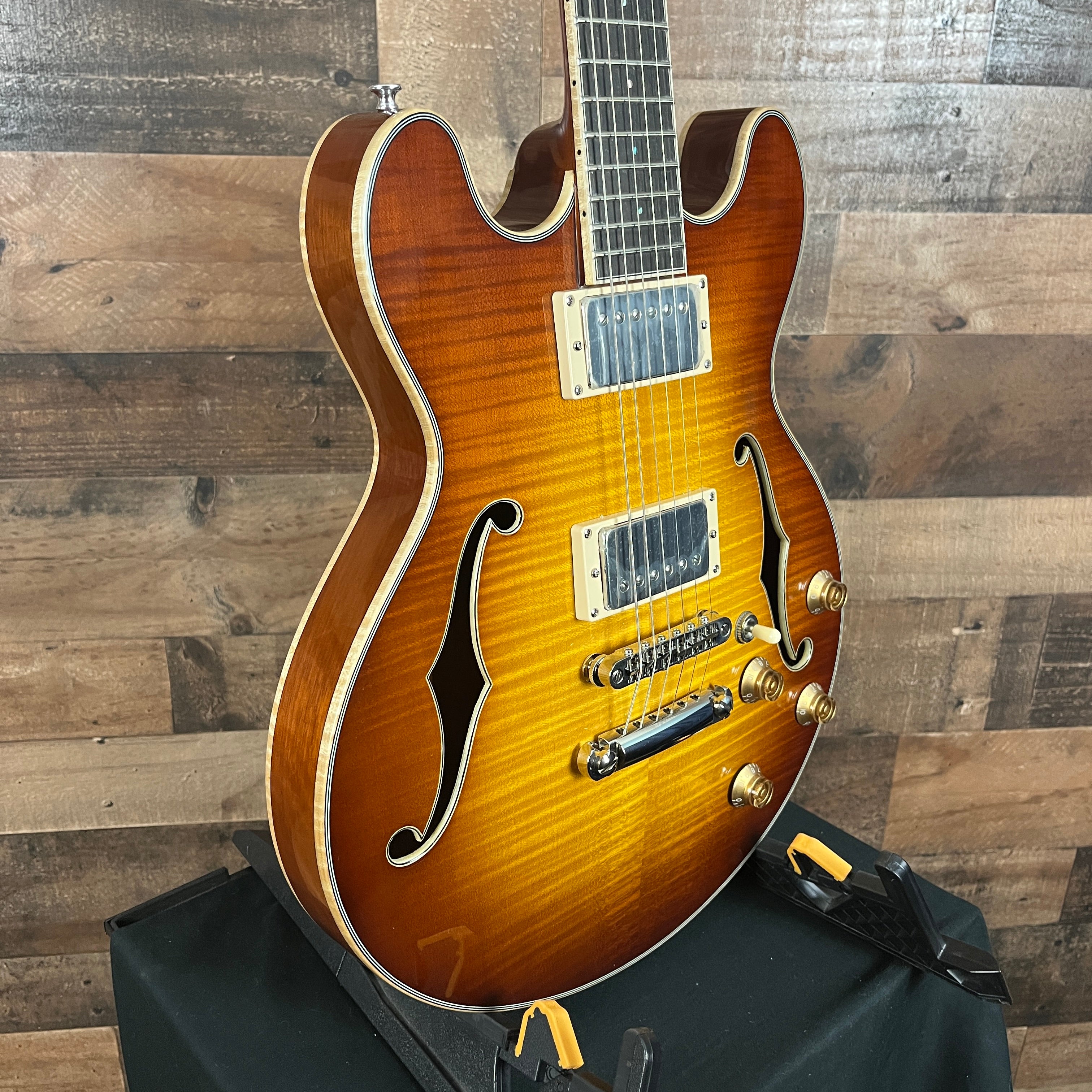 T184MX-GB Semi-hollow Electric Guitar, Goldburst, Hardcase, 248
