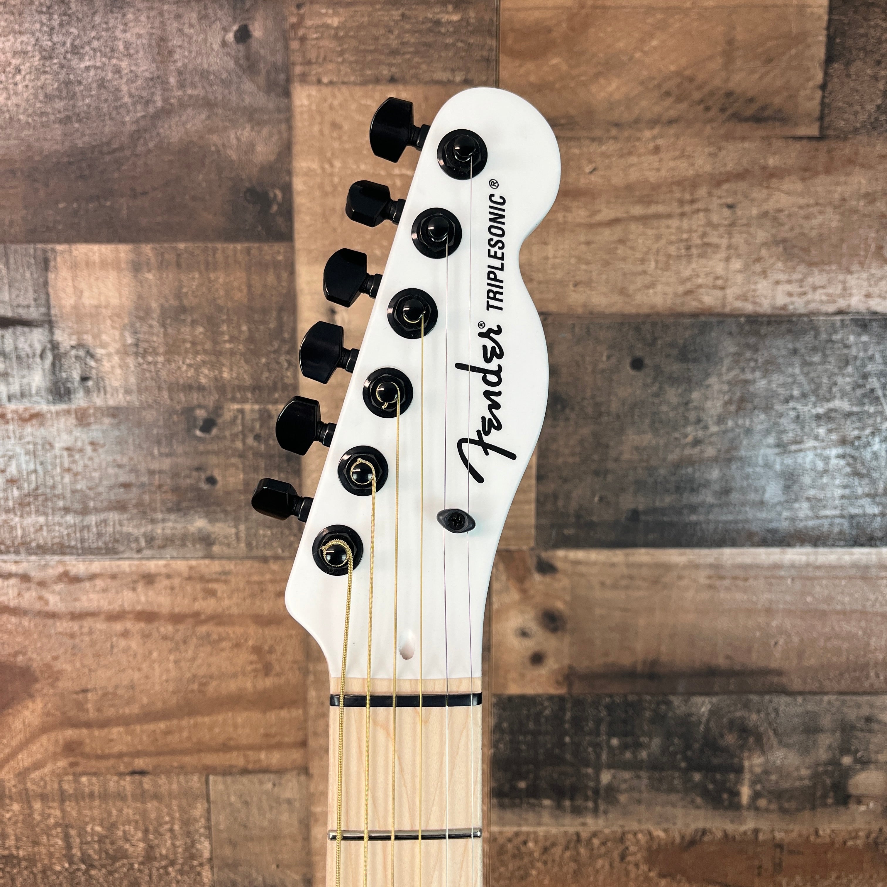Fender Jack White Signature Triplesonic Acoustasonic Telecaster Satin Arctic White with Black Top,113