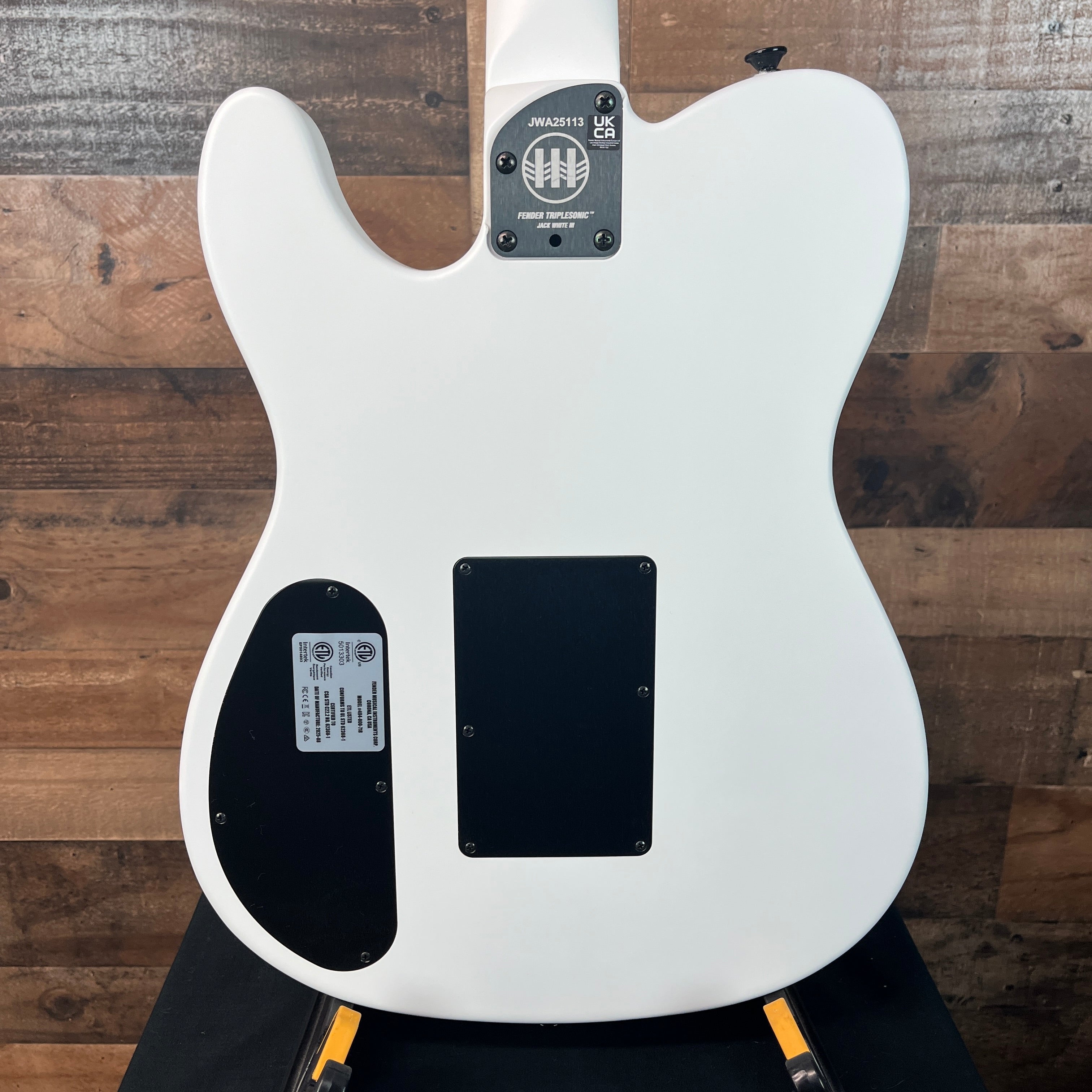 Fender Jack White Signature Triplesonic Acoustasonic Telecaster Satin Arctic White with Black Top,113