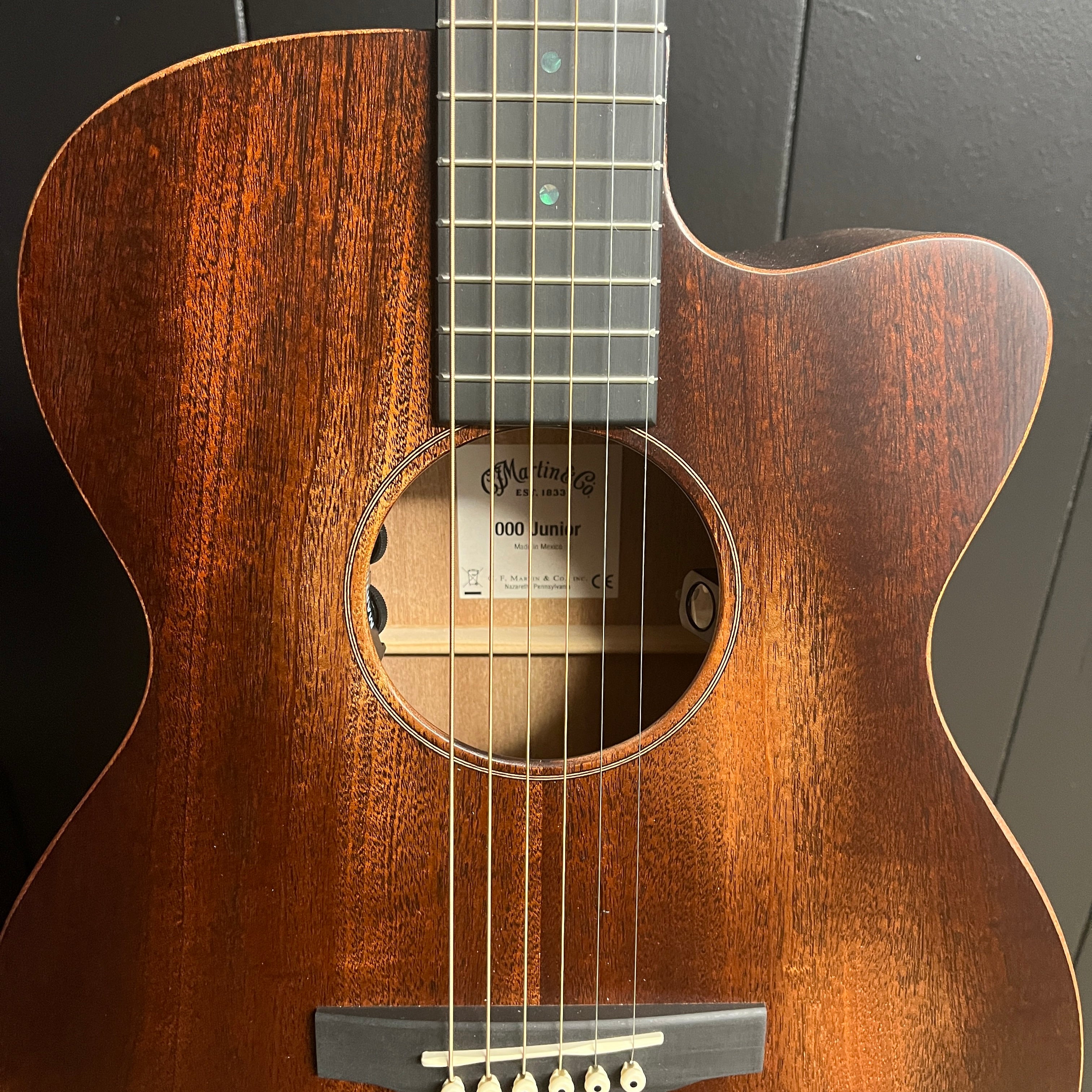 Martin 000C Jr-E StreetMaster Acoustic-electric Guitar - Dark Mahogany Distressed, Soft Case, 594