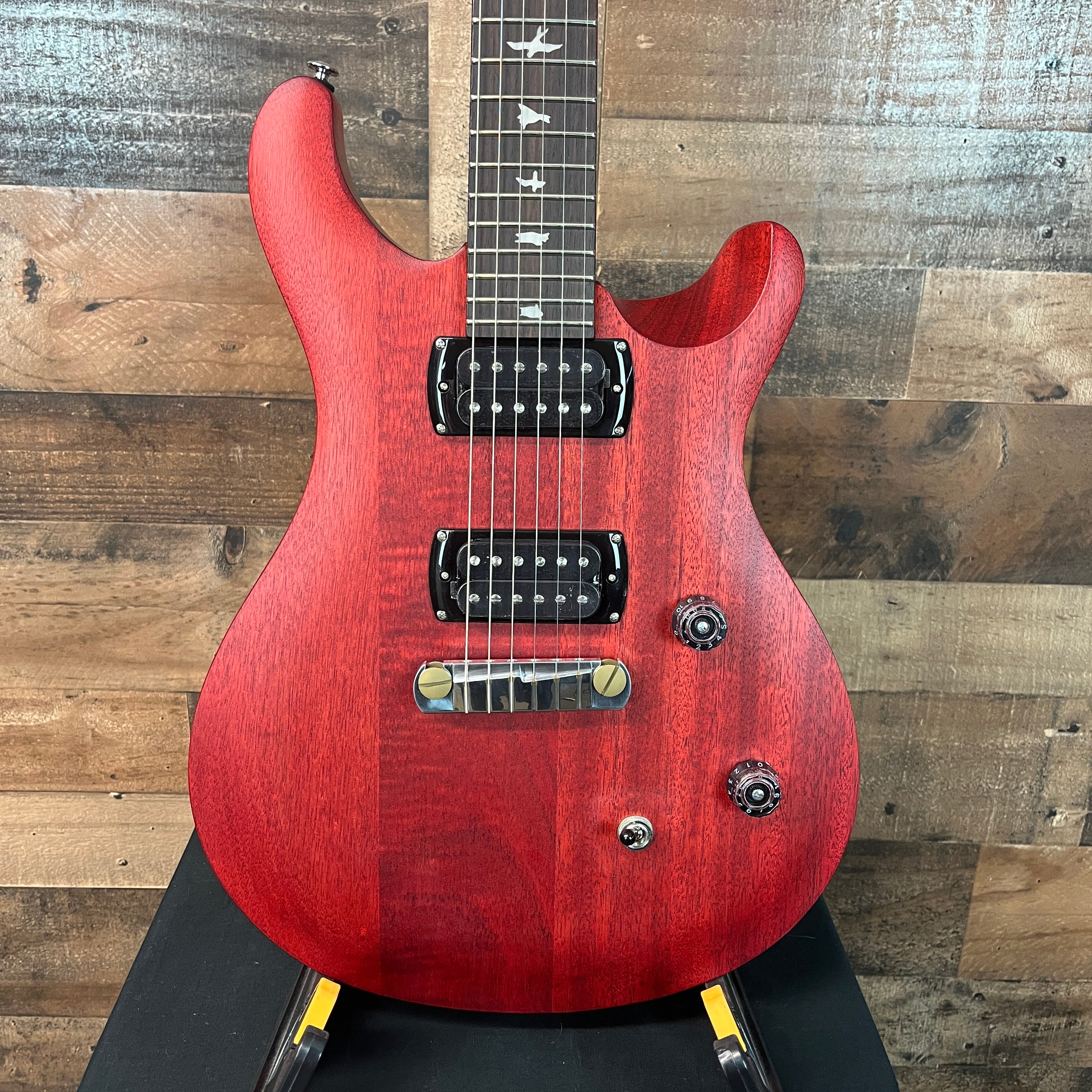 PRS SE CE24 Standard Satin Stoptail Electric Guitar, Vintage Cherry Satin, Gig Bag, 637